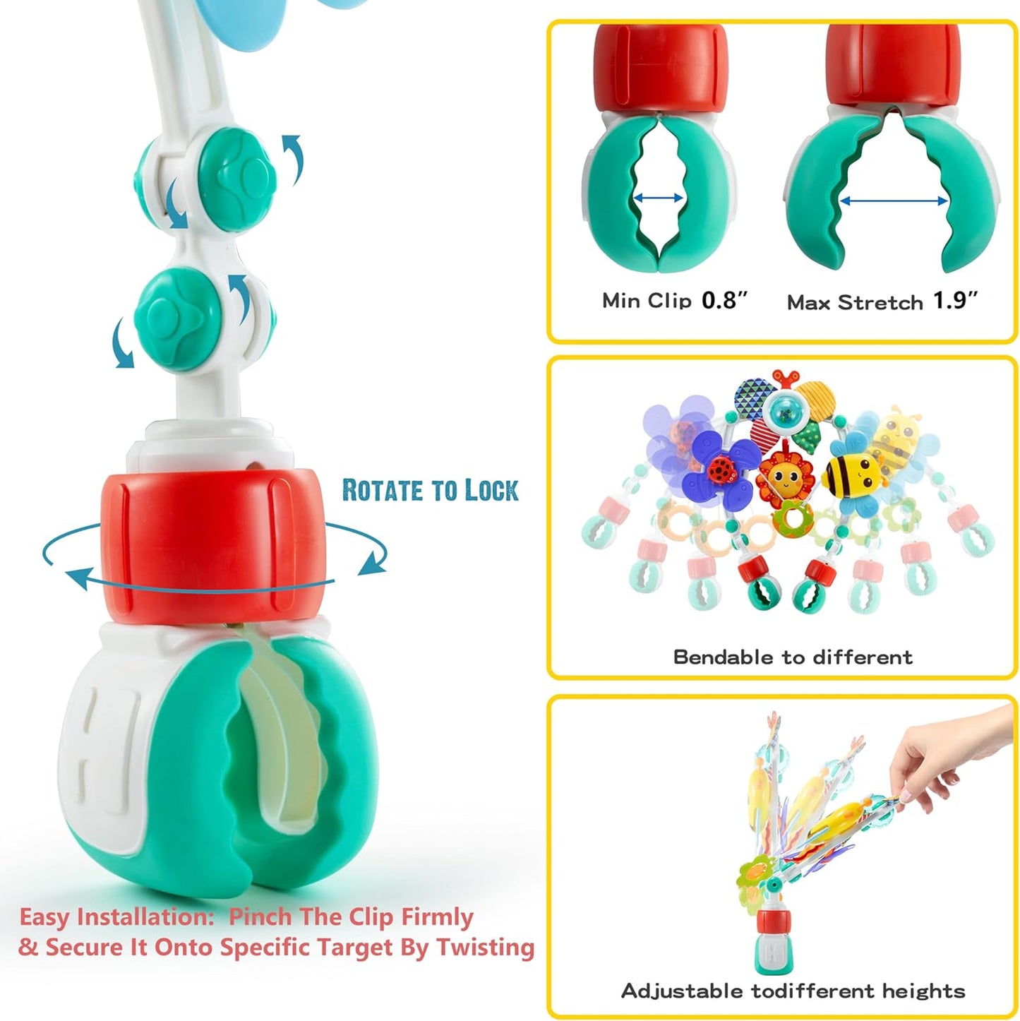HotLynncare Adjustable Arch Bassinet Toys for Infant & Toddlers, Stroller Arch, Baby Crib Toys with Fascinating Hanging for Stimulating Baby’s Senses and Developing Motor Skills