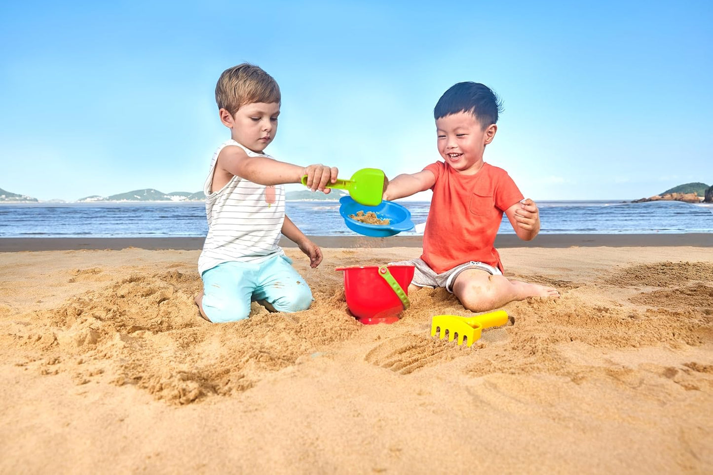 Hot Hape Beach Basics Sand Toy Set Including Bucket Sifter, Rake, and Shovel Toys| Sand Toy Playset for Toddlers 18M+