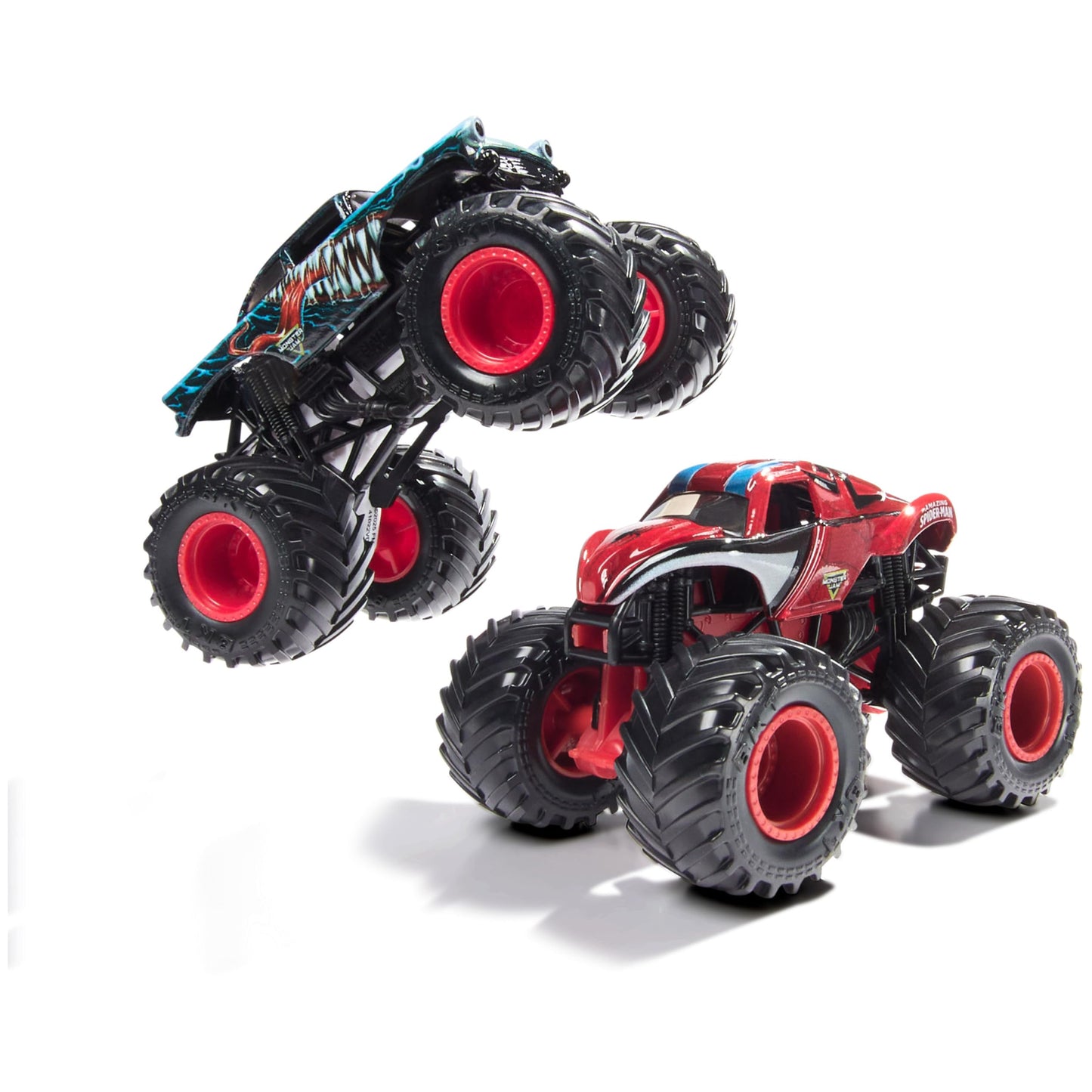 HotMonster Jam Mud Blasters, Grave Digger and Megalodon Color Changing Trucks 2-Pack, 1:64 Die Cast Vehicle, Kids Toys for Boys and Girls 3 and Up