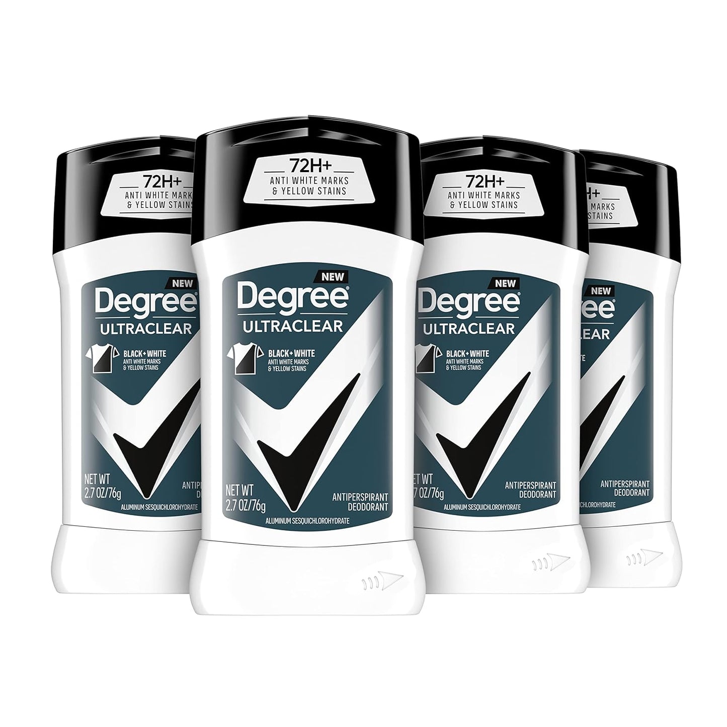 HotDegree Men UltraClear Antiperspirant Deodorant Black + White 4 count 72-Hour Sweat & Odor Protection Antiperspirant For Men With MotionSense Technology 2.7 oz