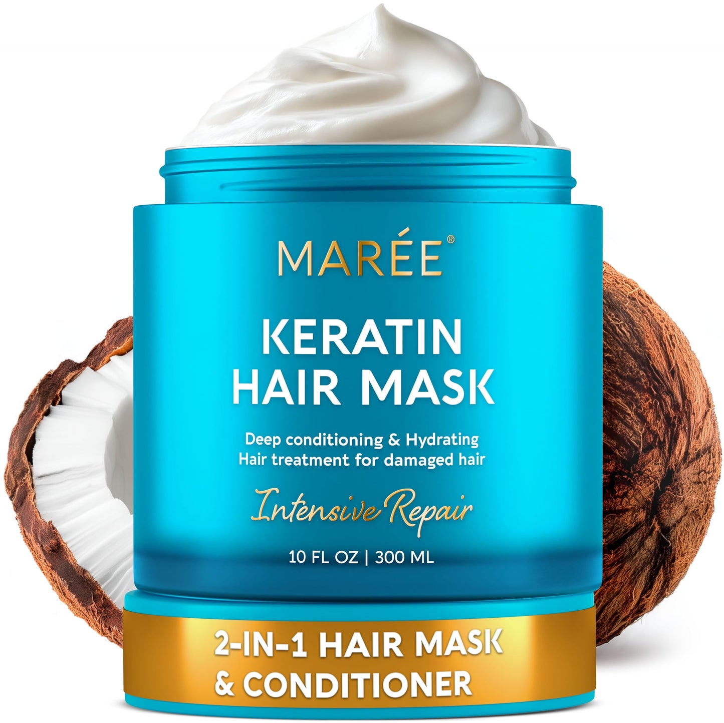 HotMAREE Deep Conditioning Hair Mask for Damaged Hair Treatment – Keratin Hair Care for Hydrating Growth Repair Moisturizing – Dry Curly Color Refreshing – 10 Fl Oz, Purple