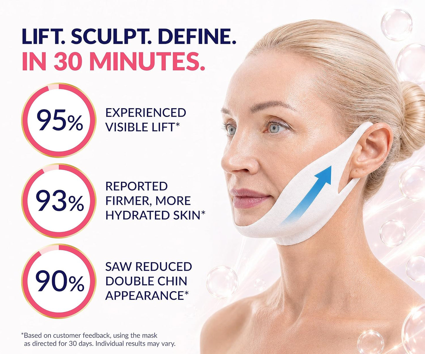 HotStylia V Line Lifting Collagen Mask - Lift, Firm & Contour Jawline - Tightening Double Chin Strap with Hyaluronic Acid & Aloe - Neck Tightening and Lifting Mask - Jawline Shaper Face Lift Tape (10PC)