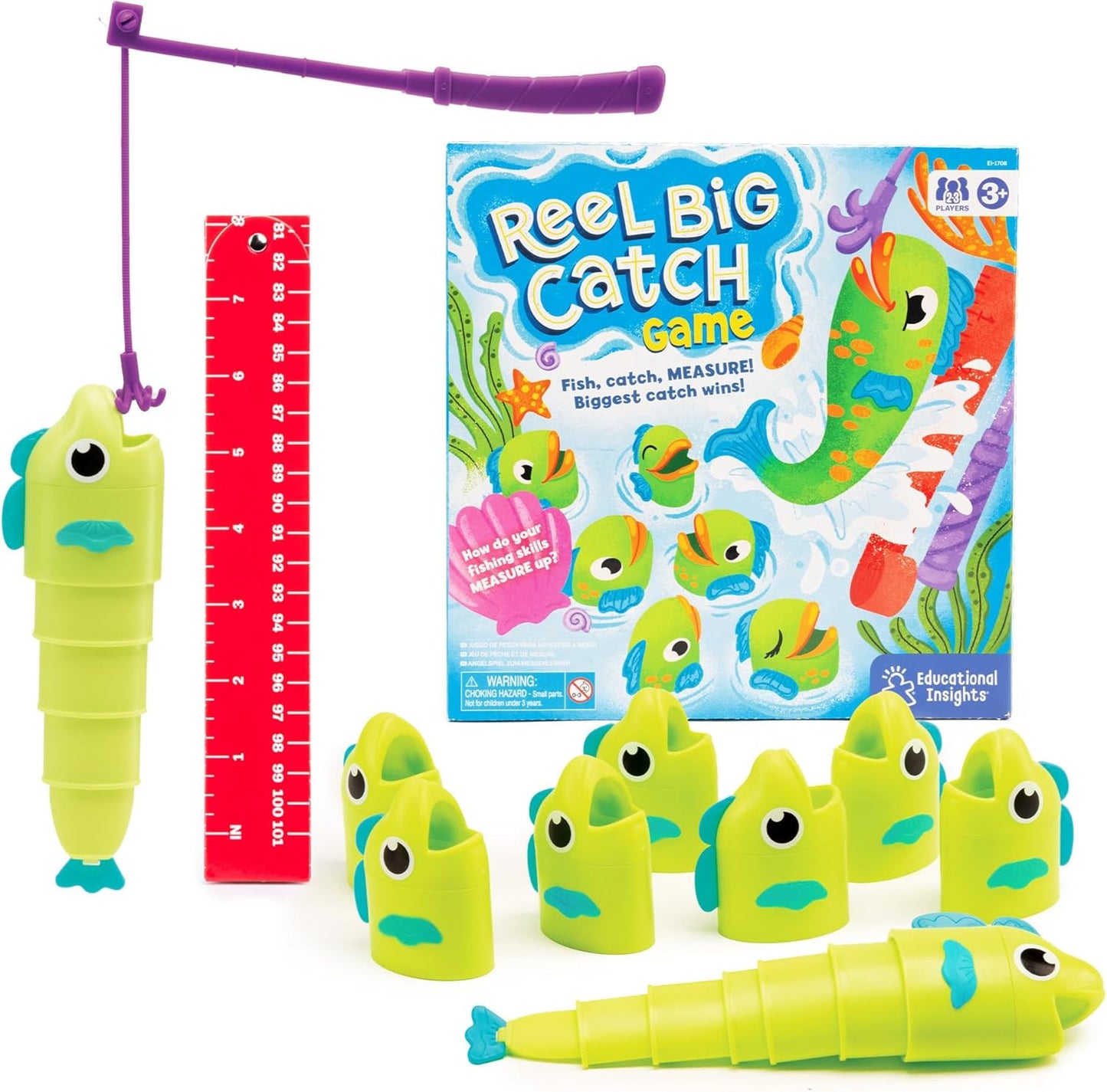 HotEducational Insights Reel Big Catch Game - Preschool Math Games for 4 Year Olds, Who Can Catch the Longest Fish Game, Kindergarten Learning Activities, Fishing and Counting Games for Kids Ages 3-5