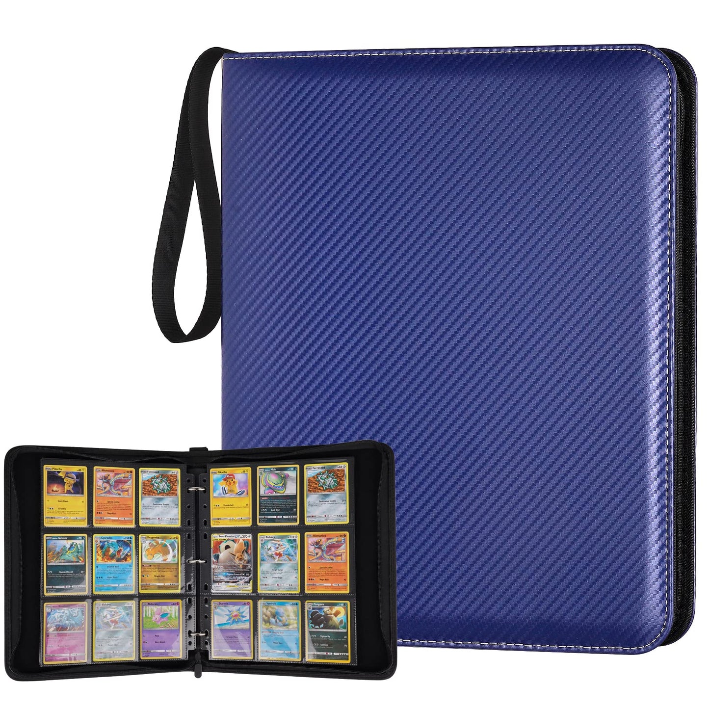 HotGERMUN 9 Pocket Trading Card Binder,720 Cards,40 Top-Loading Pages, Double Sided Pockets PU Cover Zipper Collection Album Folder for Standard MTG, TCG, Sports Cards(Black)