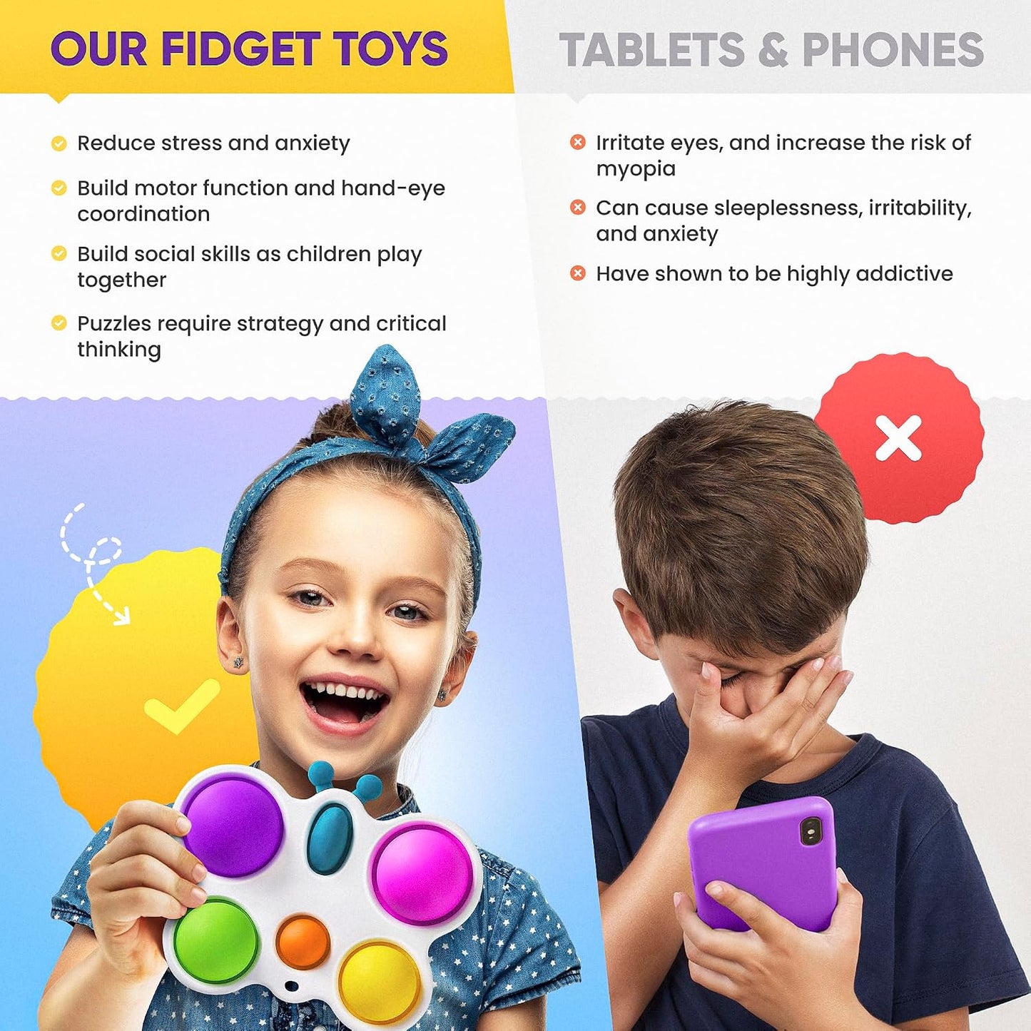 HotFidget Poppers Pack – 50 Pcs Fidget Toys, Party Favors for Kids 8-12, Stocking Stuffers, Bulk Sensory Toys for Classroom Treasure Box Prizes, Goodie Bags, Birthday Gifts