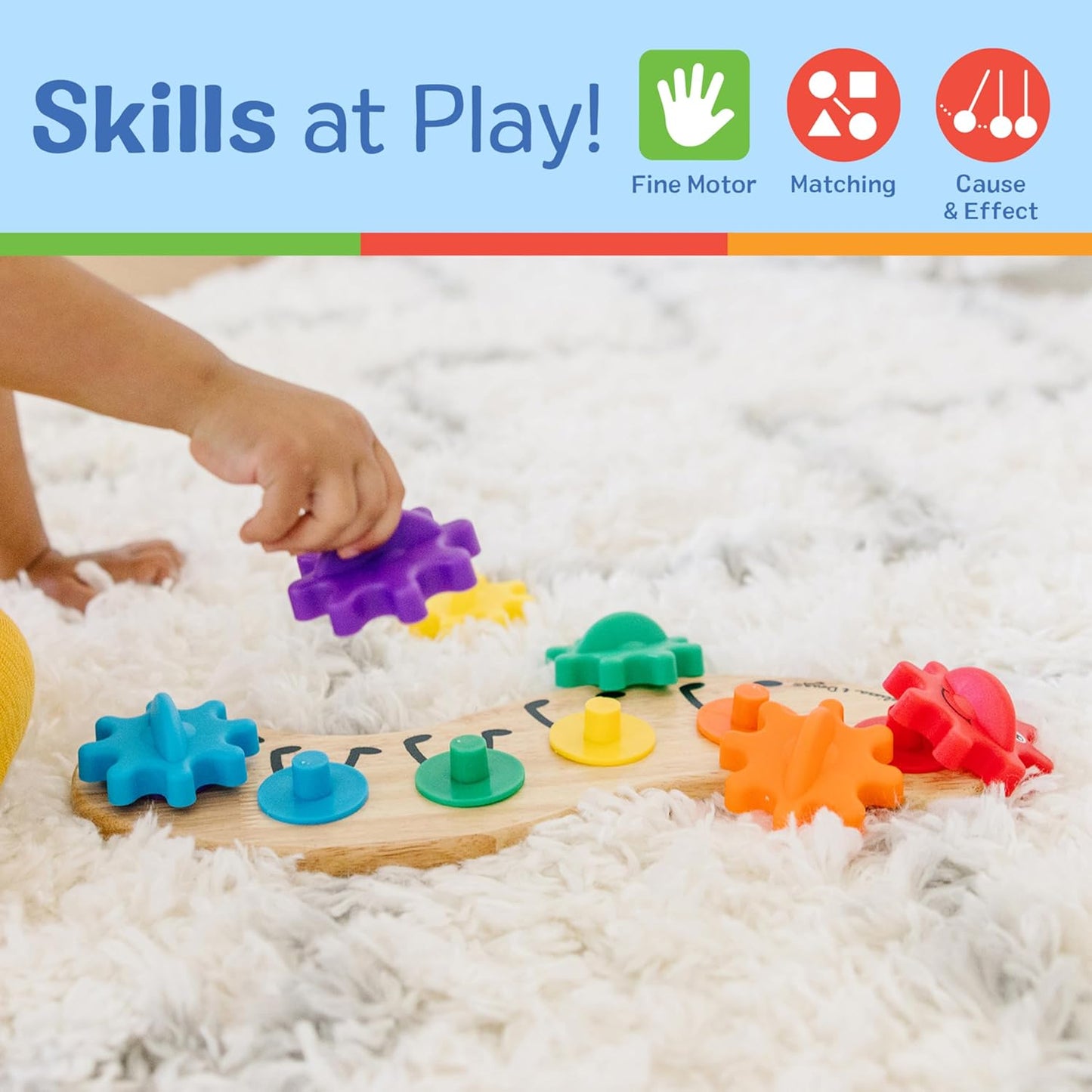 Hot Melissa & Doug Rainbow Caterpillar Gear Toy with 6 Interchangeable Gears