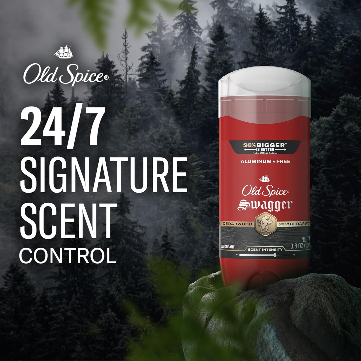 HotOld Spice Aluminum Free Deodorant for Men, 24/7 Protection to Eliminate Odors, 24/7 Freshness & Lasting Scent, Swagger with Lime & Cedarwood Scent, 3.8 oz (Pack of 3)