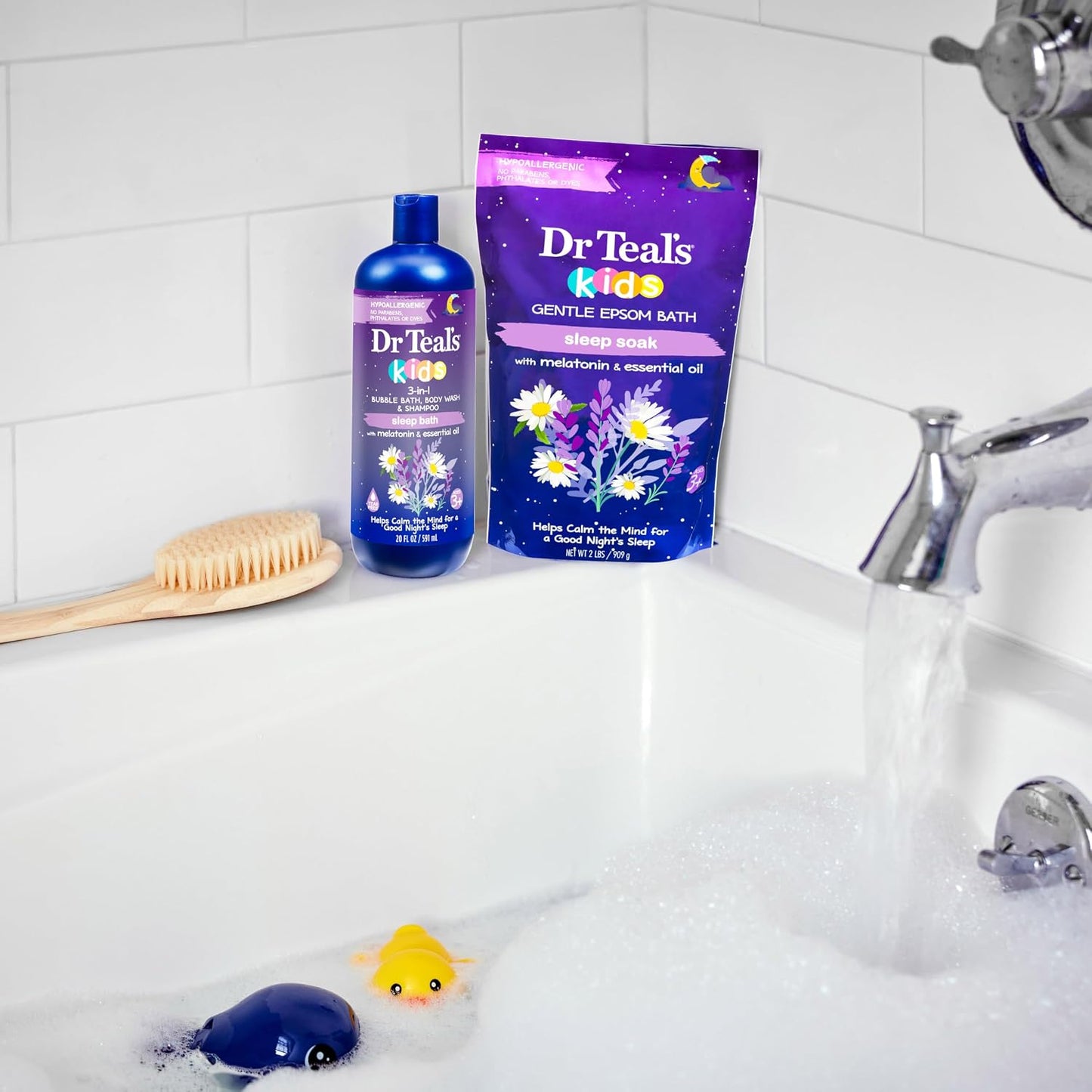 HotDr Teal's Kids 3-in-1 Sleep Bubble Bath, Body Wash & Shampoo with Melatonin & Essential Oil, Lavender Scent, 20 fl oz (Pack of 3)