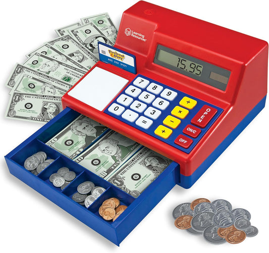 Hot Learning Resources Pretend & Play Calculator Register Toy - Kids Play Set & Credit Card Toy, Register for Kids, Pretend Grocery Store Shopping Playset for Toddlers, Teaching Math Set