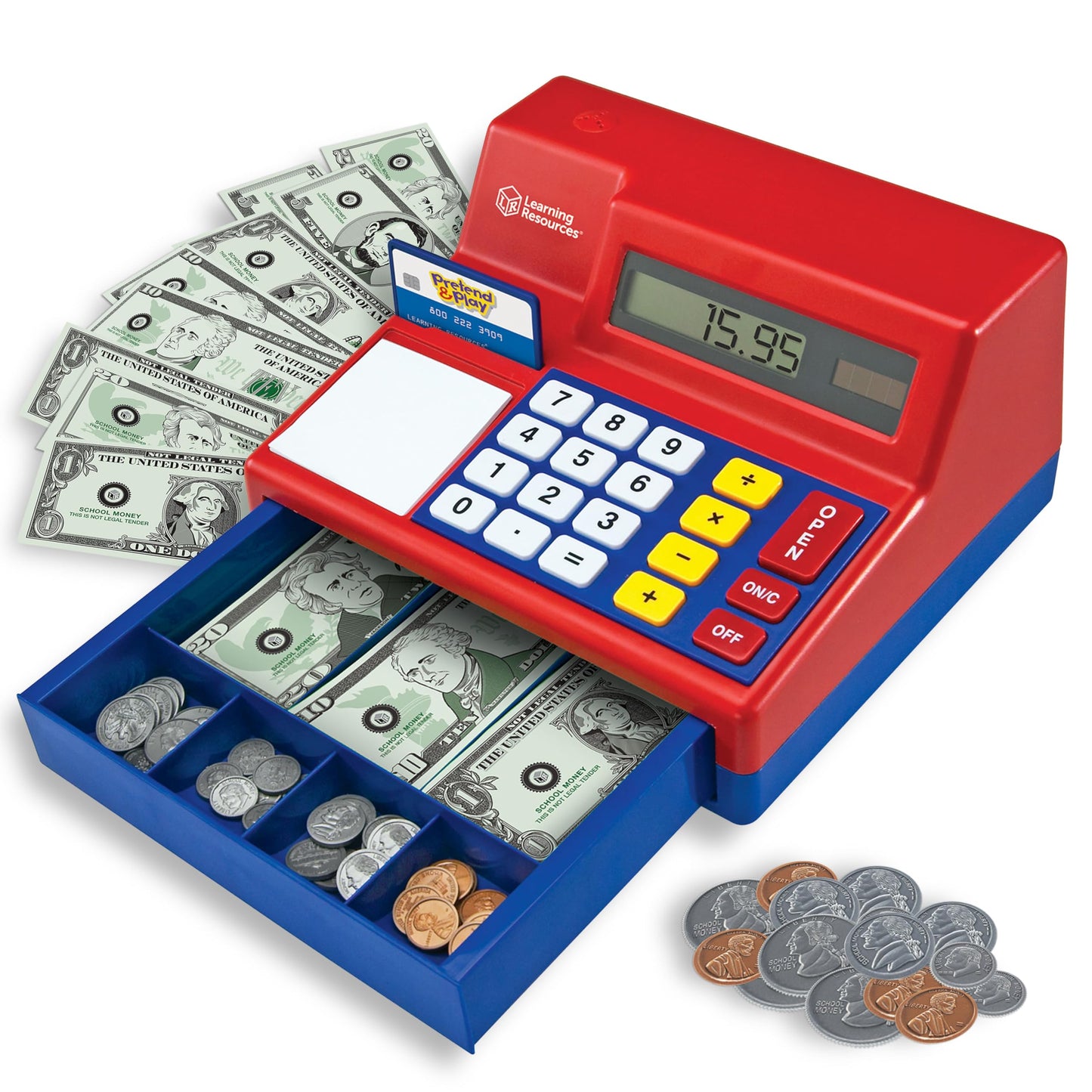 Hot Learning Resources Pretend & Play Calculator Register Toy - Kids Play Set & Credit Card Toy, Register for Kids, Pretend Grocery Store Shopping Playset for Toddlers, Teaching Math Set