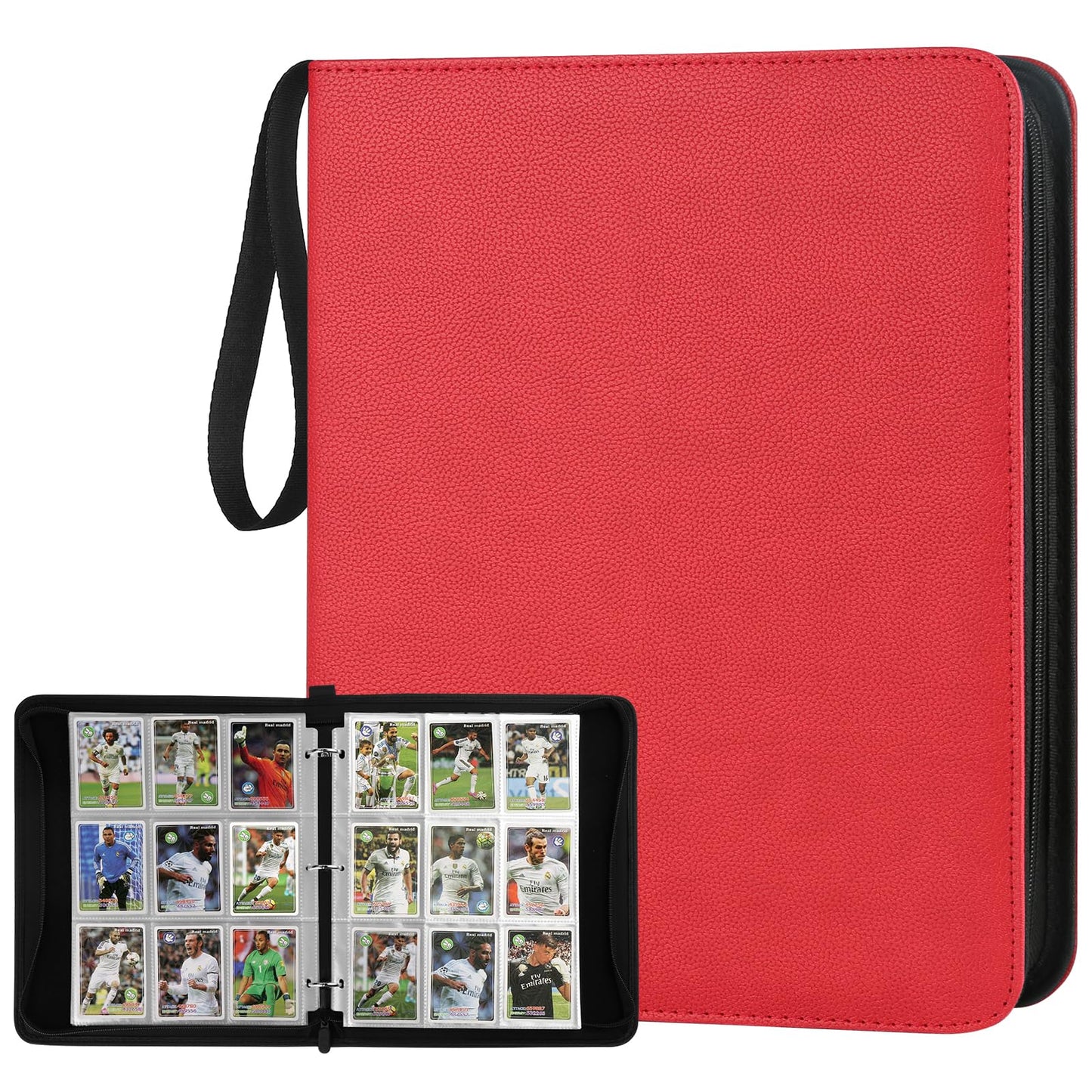 HotGERMUN 9 Pocket Trading Card Binder,720 Cards,40 Top-Loading Pages, Double Sided Pockets PU Cover Zipper Collection Album Folder for Standard MTG, TCG, Sports Cards(Black)