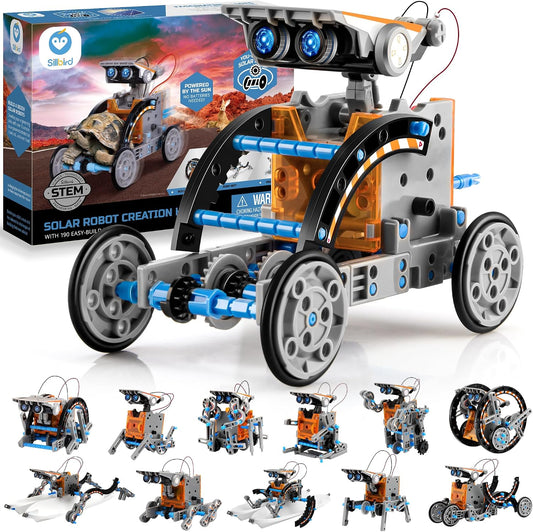 HotSillbird 12-in-1 Solar Robot Building Kit STEM Gift for Boys Aged 8-13, DIY Science Educational Robotic Toys for Kids Teens Birthday, Powered by the Sun with 190 Pieces