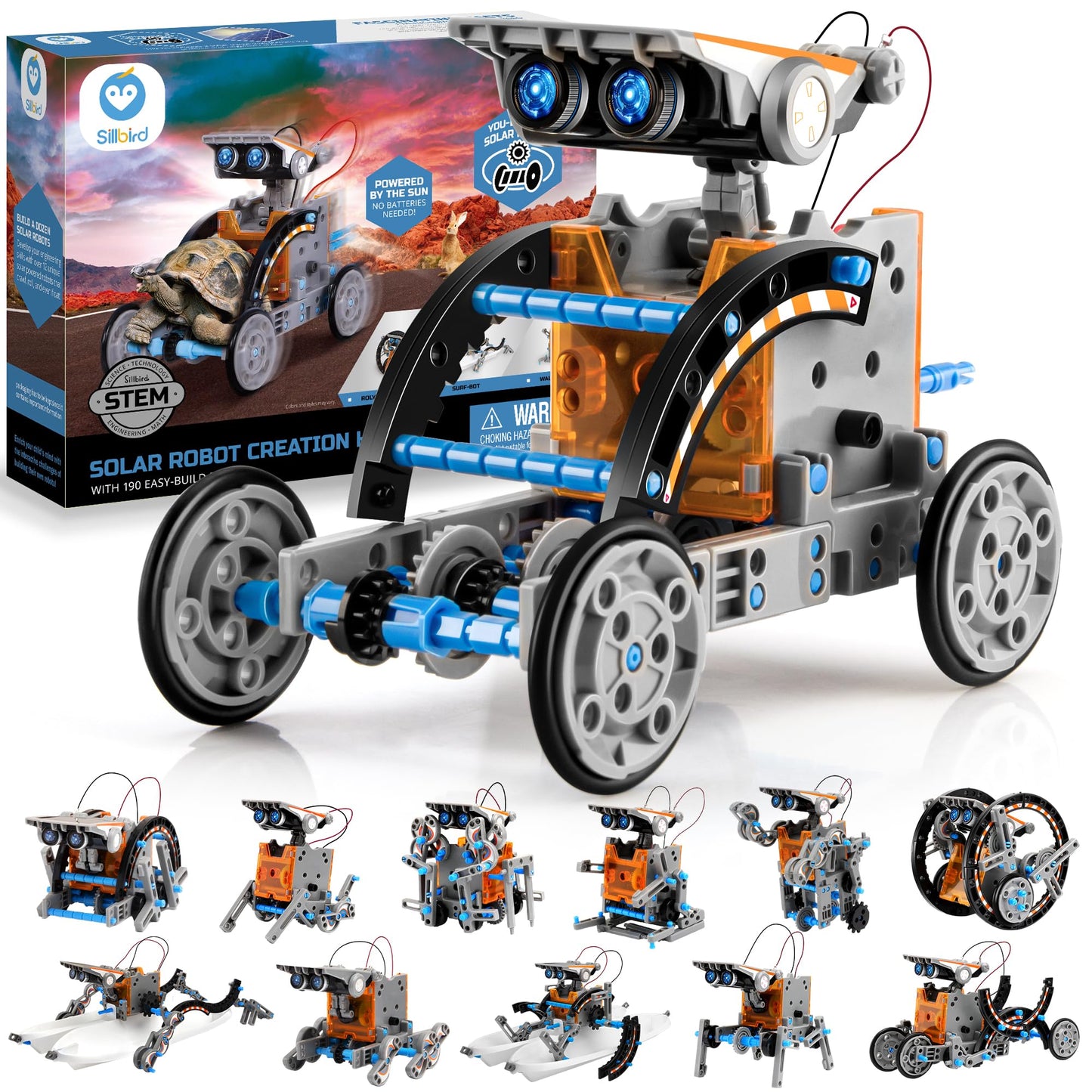Hot Sillbird STEM Solar Robot Building Kit, 12-in-1 Gift for Boys Ages 8-13 | Powered by the Sun, Engineering Skills, DIY Educational Birthday Presents for Kids, Buildable Learning Set, 190 Pieces