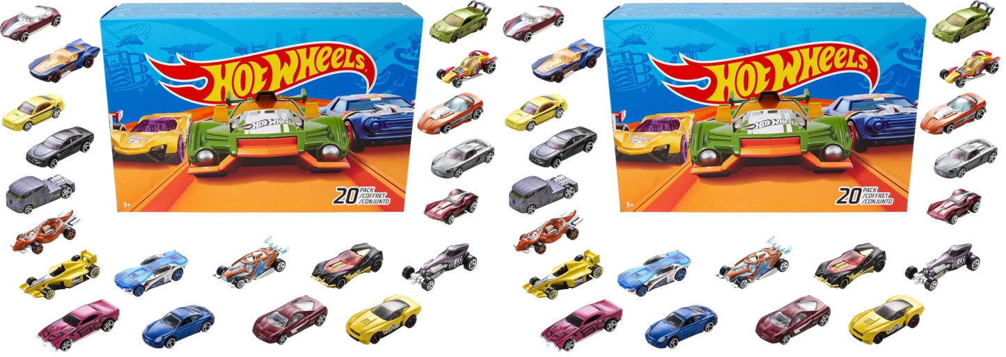 HotHot Wheels Toy Cars & Trucks 20-Pack, Set of 20 1:64 Scale Vehicles for Play or Display, Instant Collection (Styles May Vary)