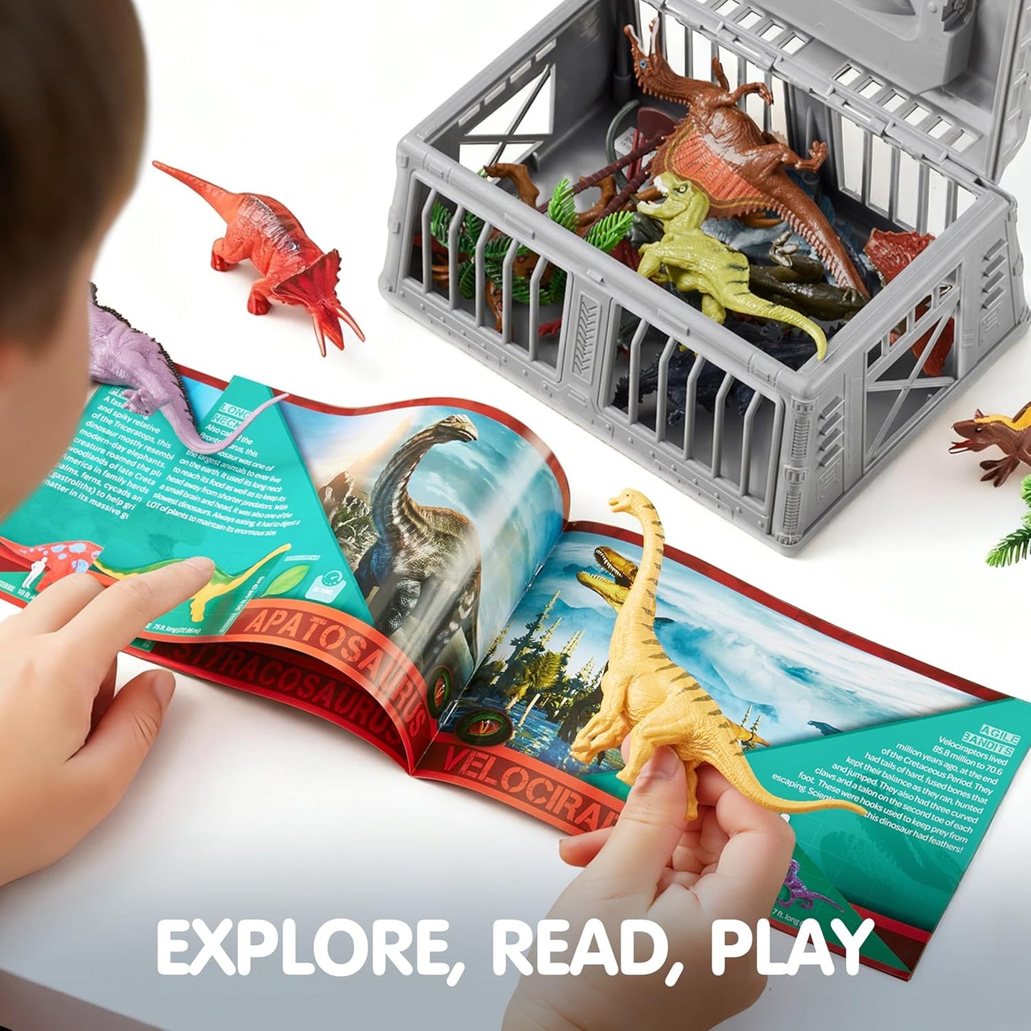 Hot JOYIN Dinosaur Toys for Kids 3-5, 17 PCS Realistic Dinosaur Figures with Activity Play Mat & Storage Cage, Ideal Kids Toys for 3 Year Old Boys, Animals Toy for Boys Birthday Gifts