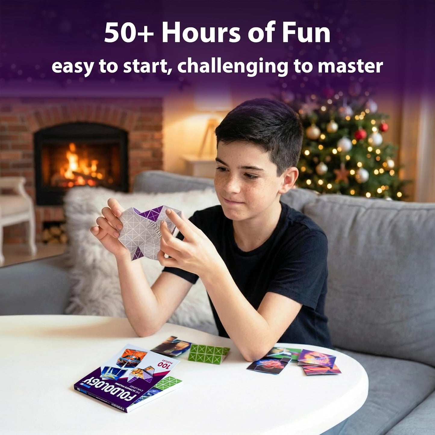 HotFOLDOLOGY - The Origami Puzzle Game! Brain Teasers for Tweens, Teens & Adults | Travel Game, STEM Toy | Fold the Paper, Complete the Picture | 100 Puzzles | Gift for Ages 10+