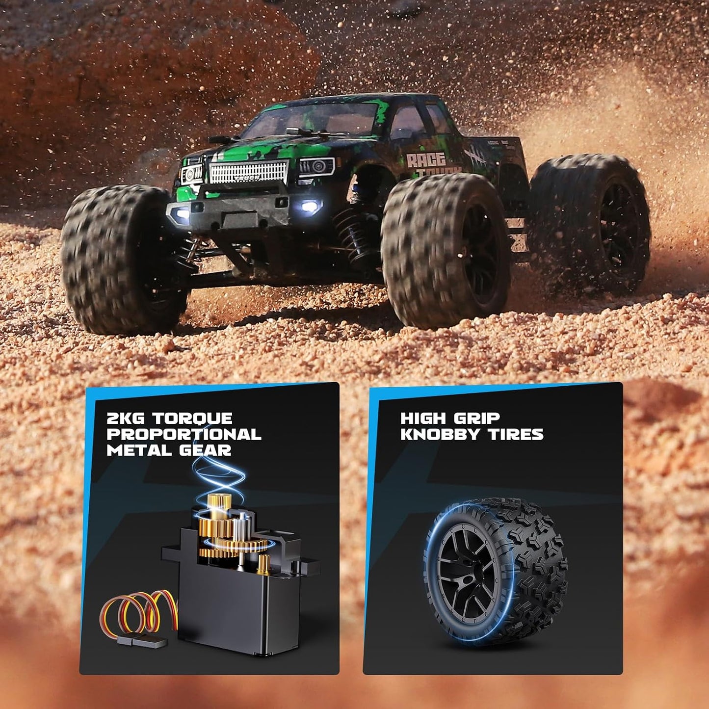 Hot HAIBOXING 1:18 Scale All Terrain RC Car 18859, 36 KPH High Speed 4WD Electric Vehicle with 2.4 GHz Remote Control, 4X4 Waterproof Off-Road Truck with Two Rechargeable Batteries
