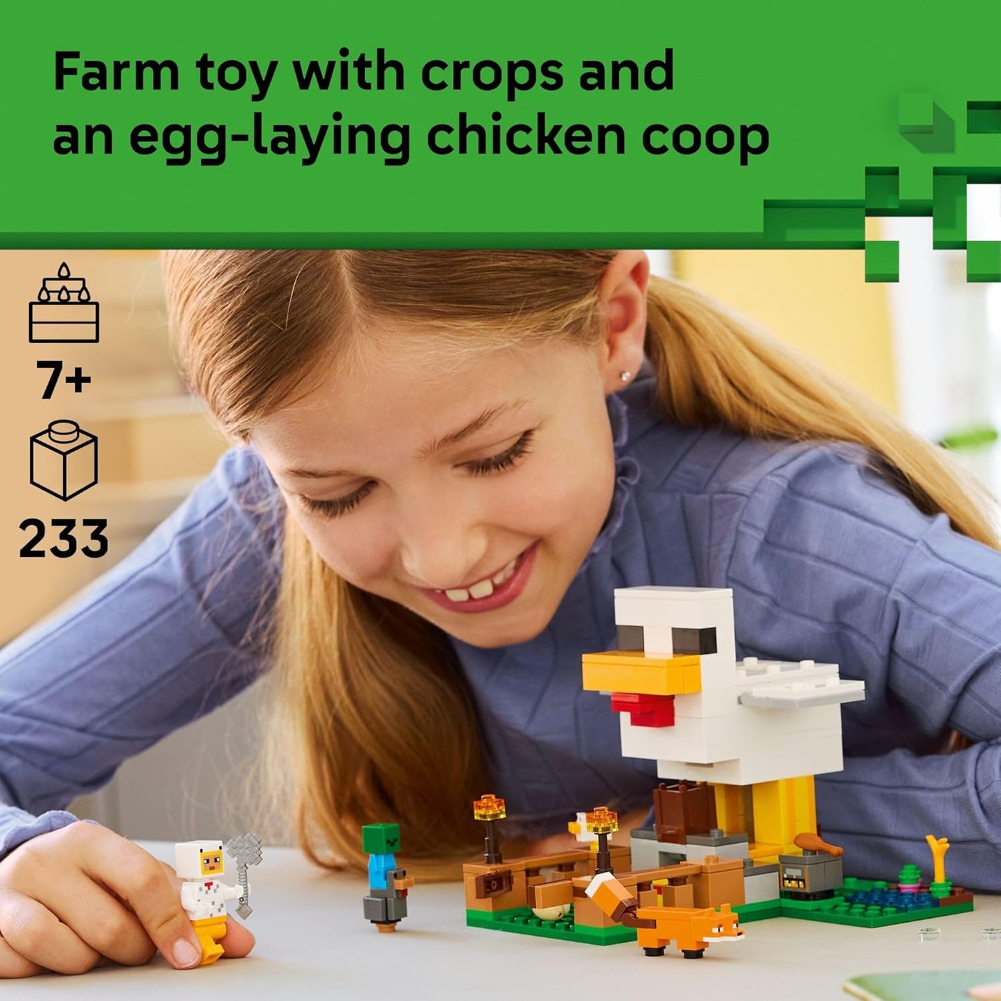 HotLEGO Minecraft Chicken Farm Building Toy for Kids - Video Game Playset & Figures for Boys & Girls, Ages 7+ - Gift for Birthdays - 21585