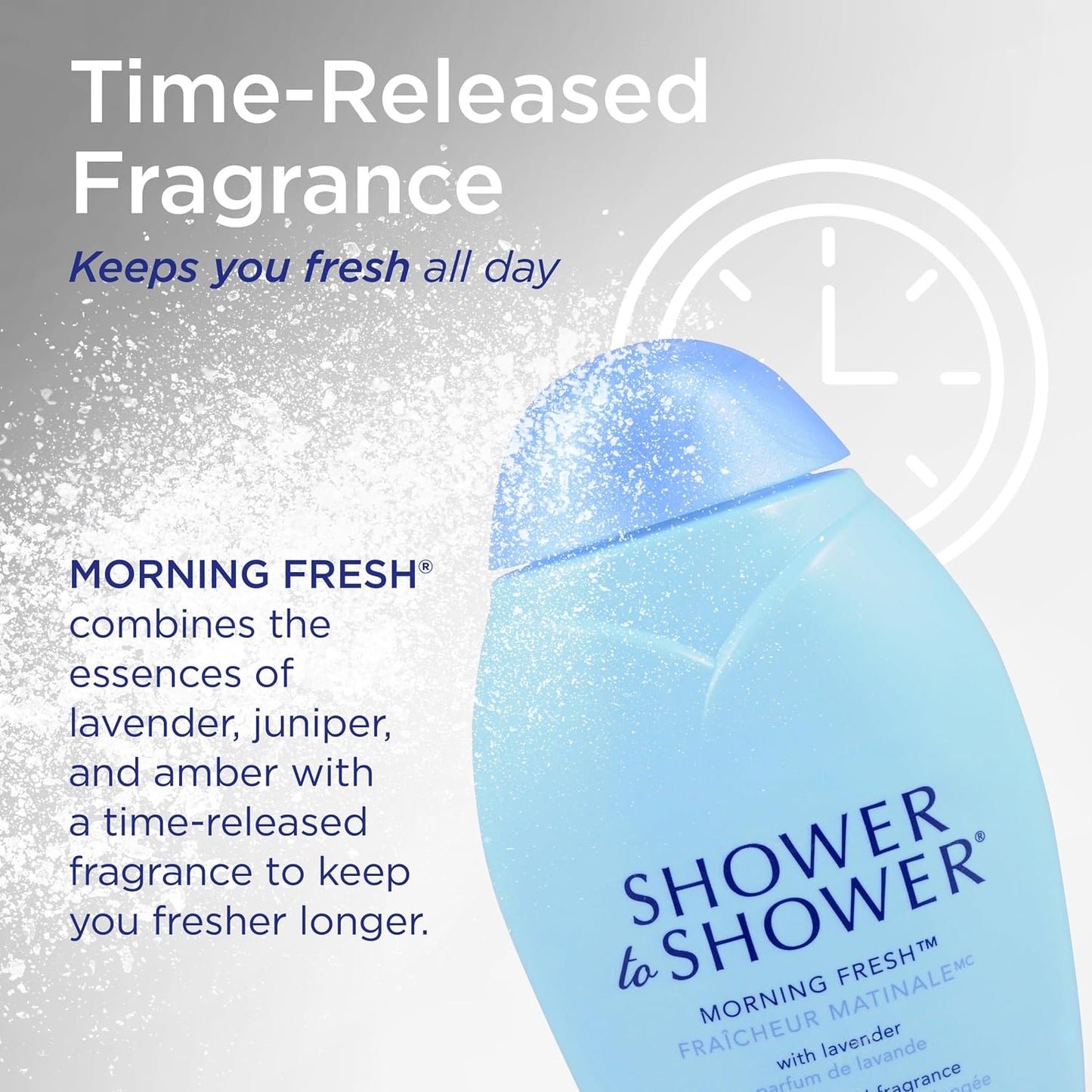 HotShower to Shower Morning Fresh Body Powder with Lavender for Men & Women, Talc Free, Sweat Absorbing, Prevents Chafing & Odor, Deodorizing All Over Body Powder for Long Lasting Freshness, 13 OZ