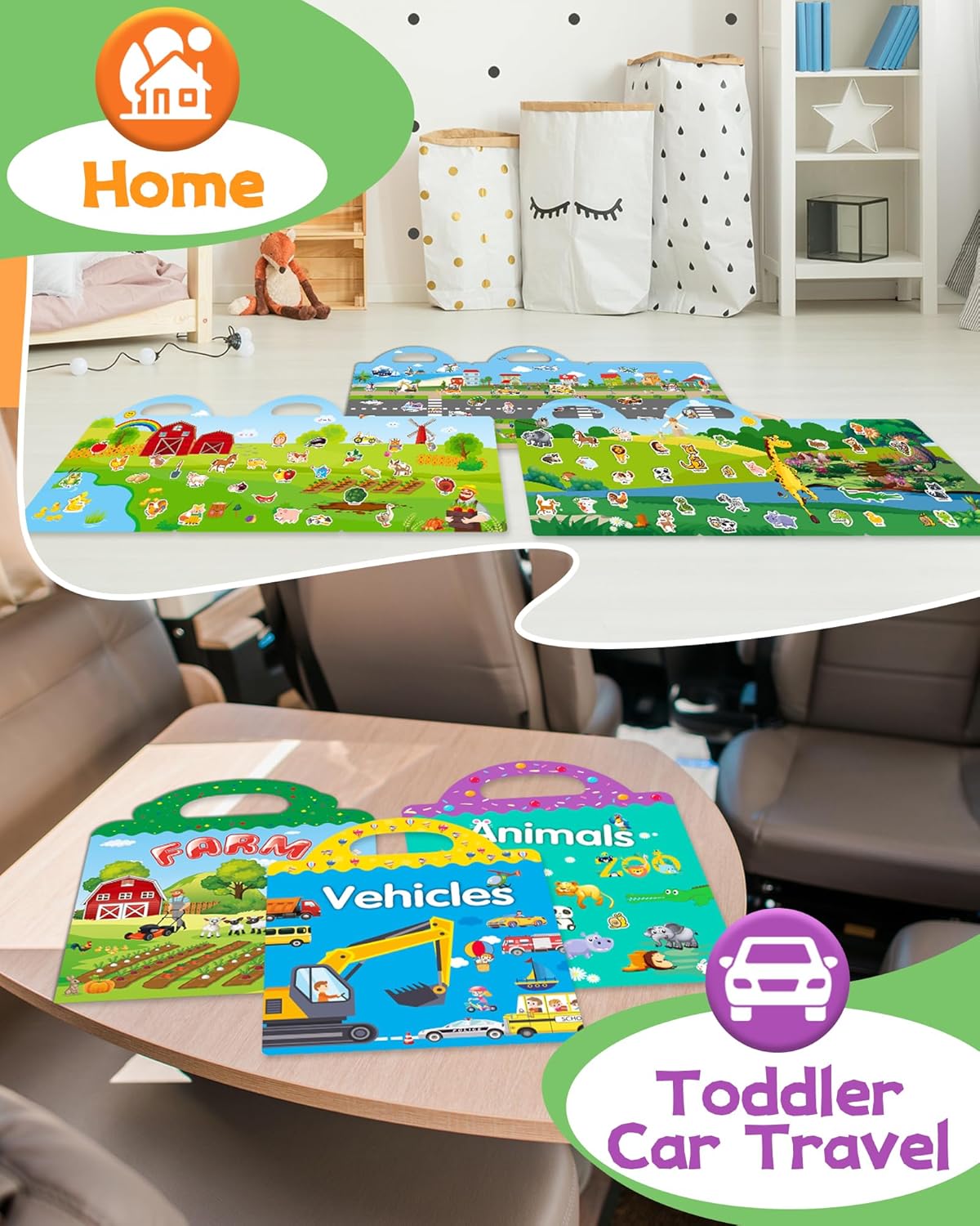 HotWalenced Reusable Sticker Book for Toddlers, Stickers for Kids, Toddler Sticker Book, Toddler Craft Activities, Toddler Travel Toys Boy Girl Birthday Gifts
