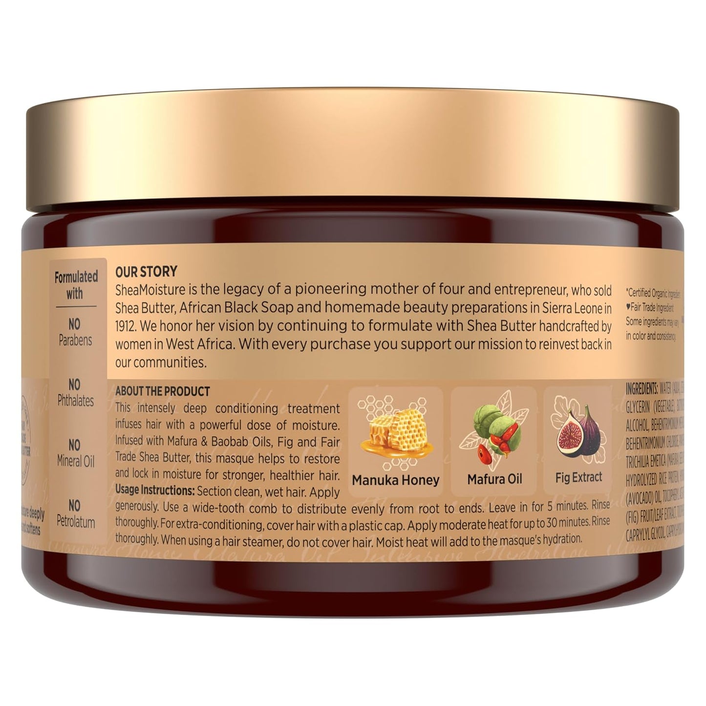 HotSheaMoisture Intensive Hydration Hair Masque Manuka Honey & Mafura Oil For Dry, Damaged Hair Deep Conditioning Hair Treatment 11.5 oz