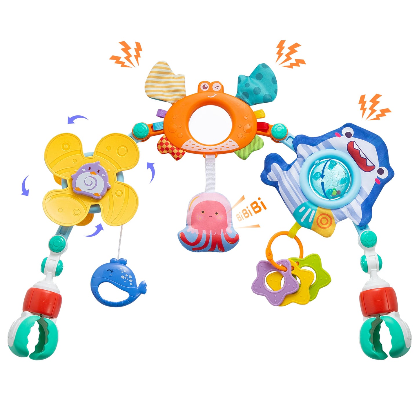 HotLynncare Adjustable Arch Bassinet Toys for Infant & Toddlers, Stroller Arch, Baby Crib Toys with Fascinating Hanging for Stimulating Baby’s Senses and Developing Motor Skills