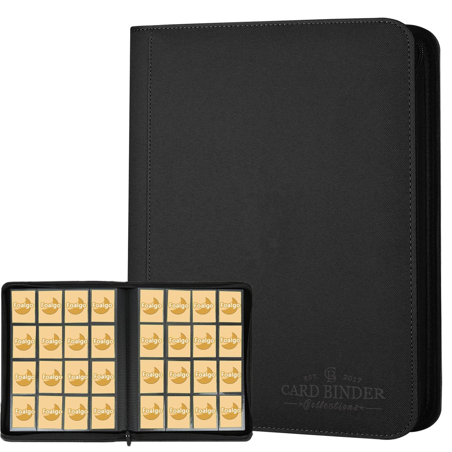 Hot 9 Pocket Card Binder, Premium Zip Trading Card Binder, 540 Double Sided Pocket PU Collection Binder, Collector Album, Card Folder for MTG, TCG, Sports Cards (Black)