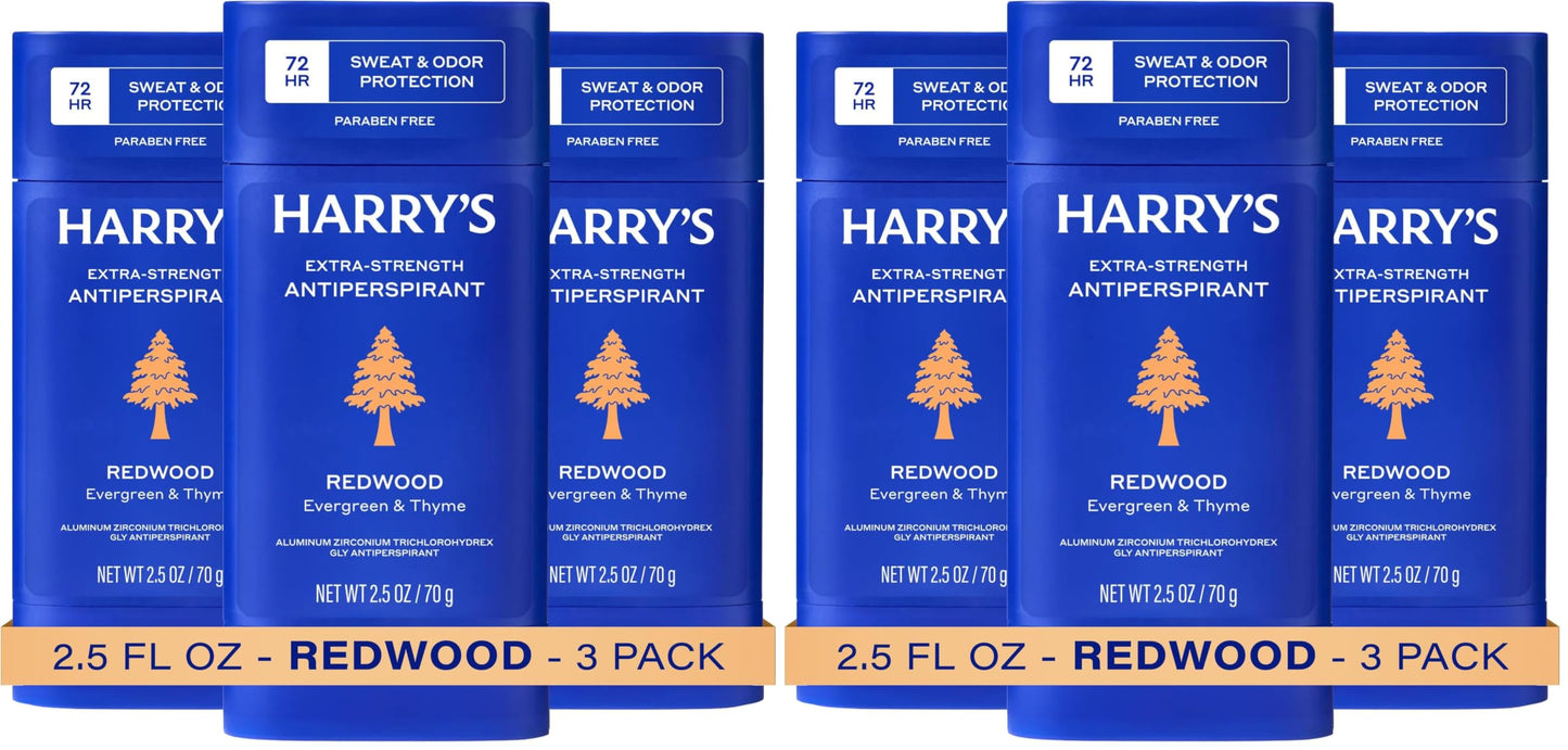 HotHarry's Extra-Strength Antiperspirant Deodorant, Sweat & Odor Control Antiperspirant for Men, Variety Pack - Stone, Redwood, Wildlands, 2.5 oz Pack of 3