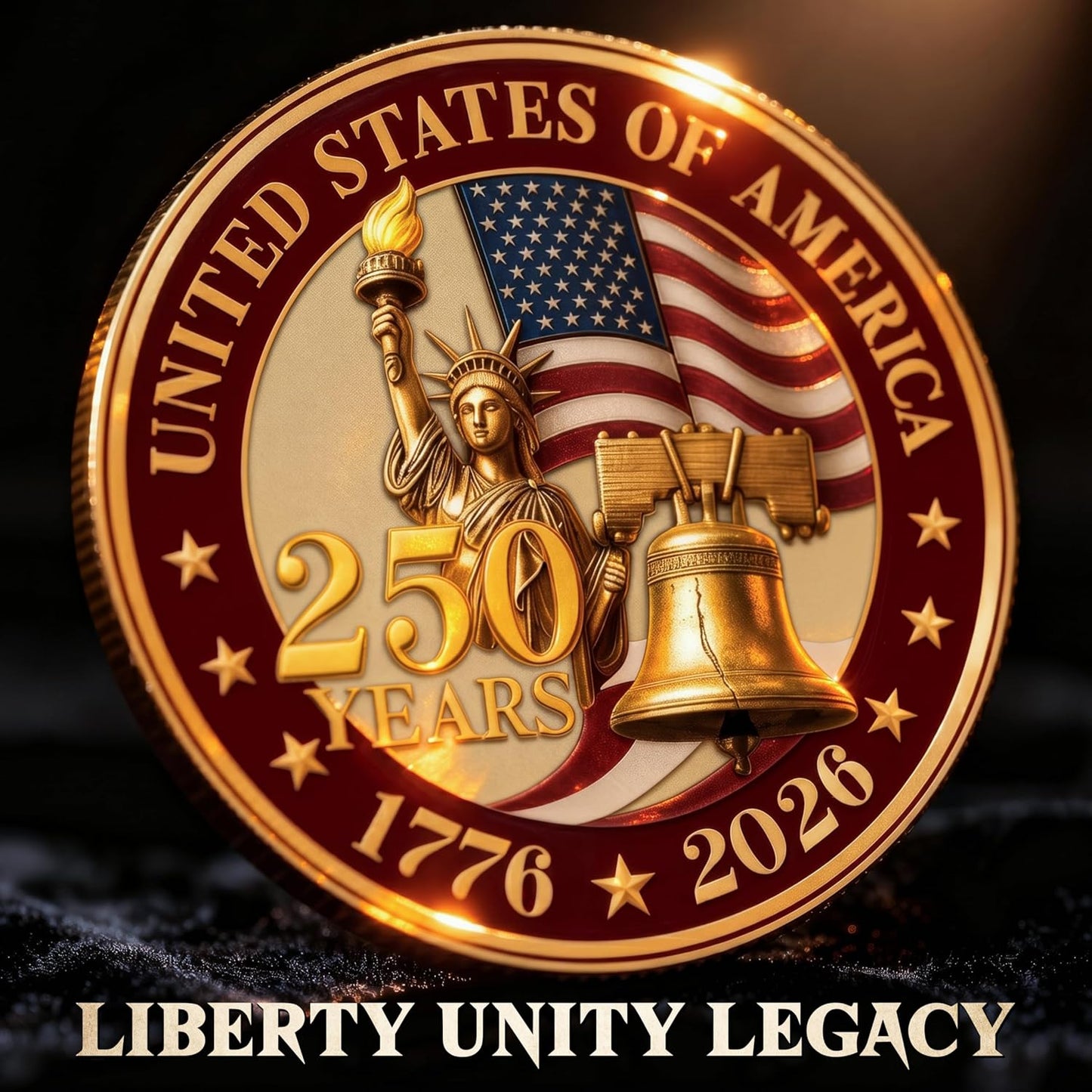HotFLAGWIX 250 Anniversary Coin 1776-2026 - USA 250th Anniversary Merchandise Commemorative Coin - American Patriotic 4th of July Celebration Decorations Gifts for Men Veterans History Lover