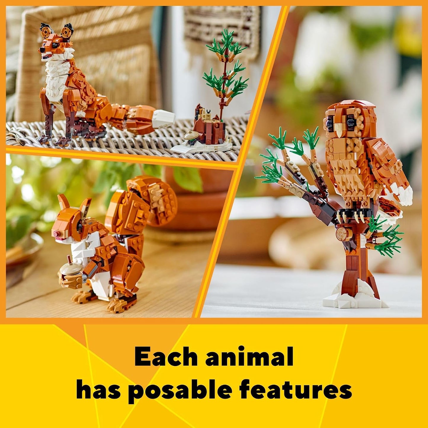 HotLEGO Creator 3 in 1 Forest Animals Red Fox Toys - Building Toys for Kids, Boys & Girls, Ages 9+ - W/ 3 Building Options into Fox, Owl, or Squirrel - Gift for Birthdays - 31154