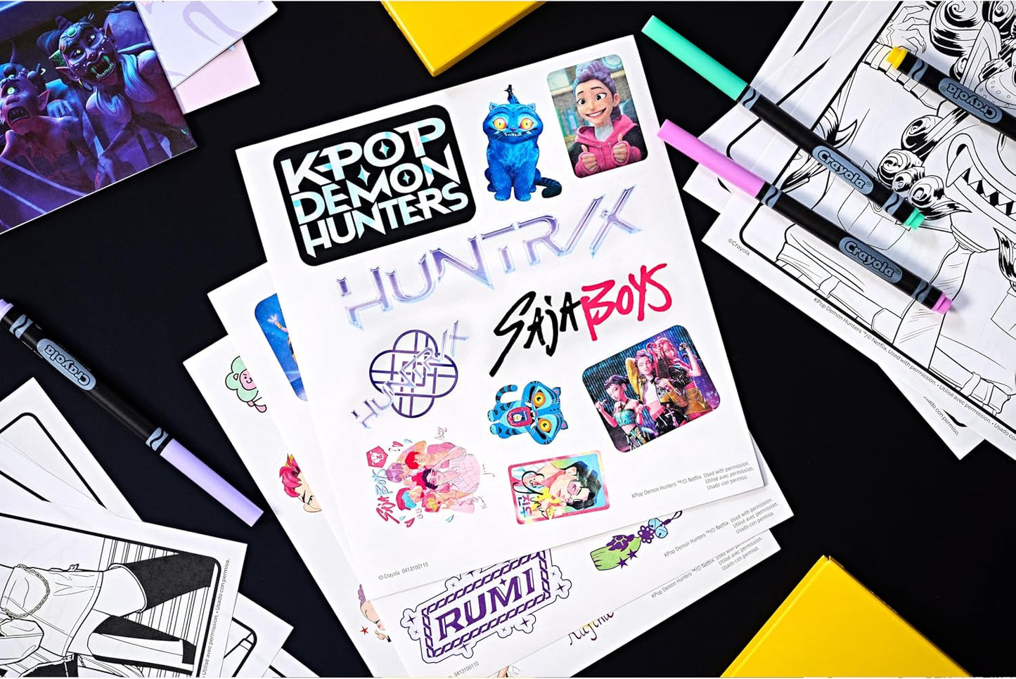 HotCrayola Kpop Demon Hunters Art Case (40+pcs), Coloring & Sticker Craft Kit, Gift for Kids & Teens, Travel Activity Set, Ages 8+
