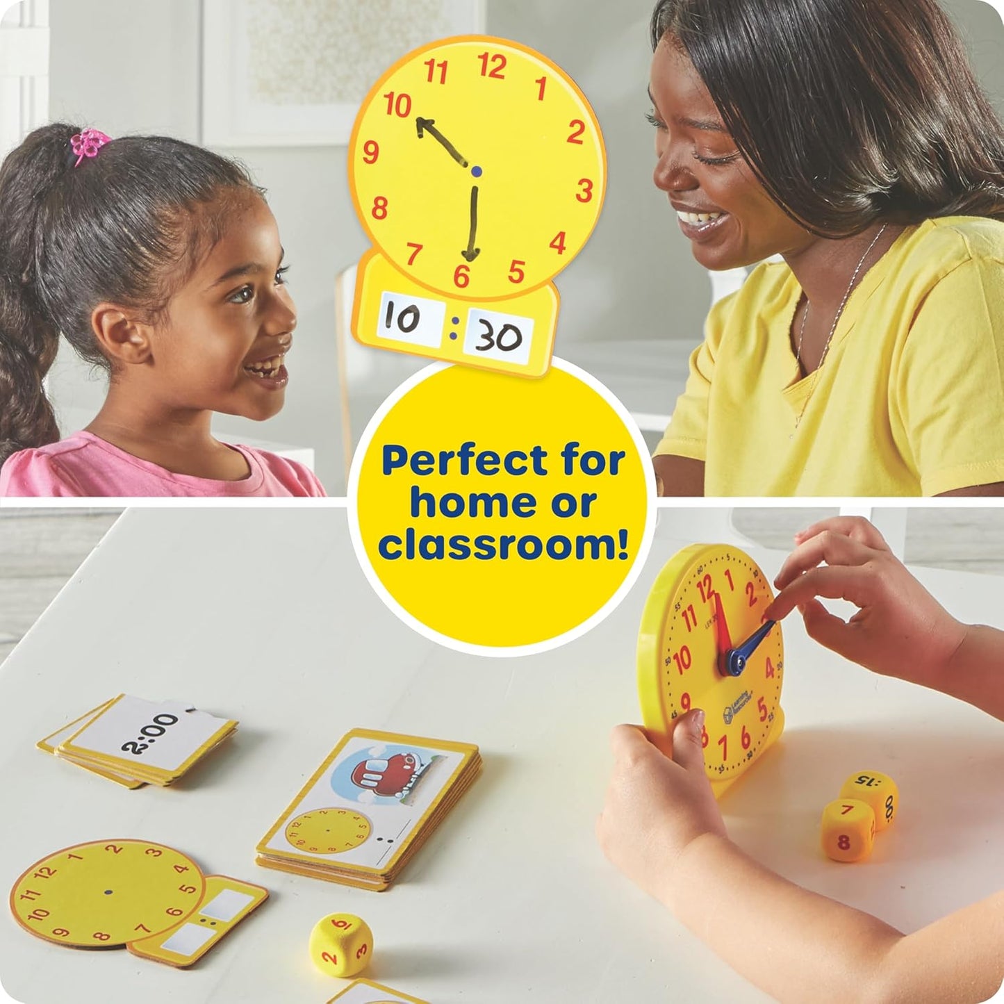 Hot Learning Resources Time Activity Set - Kids Learning Clock, Classroom Clocks for Students, Telling Time Teaching Clock, Analog Clocks for Kids, Teaching Classroom Supplies