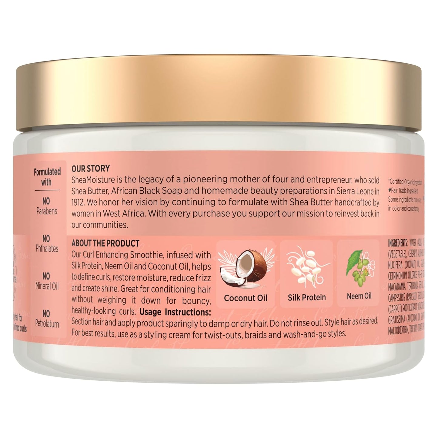 HotSheaMoisture Smoothie Curl Enhancing Cream Coconut and Hibiscus for Thick, Curly Hair Sulfate Free and Paraben Free 12 oz