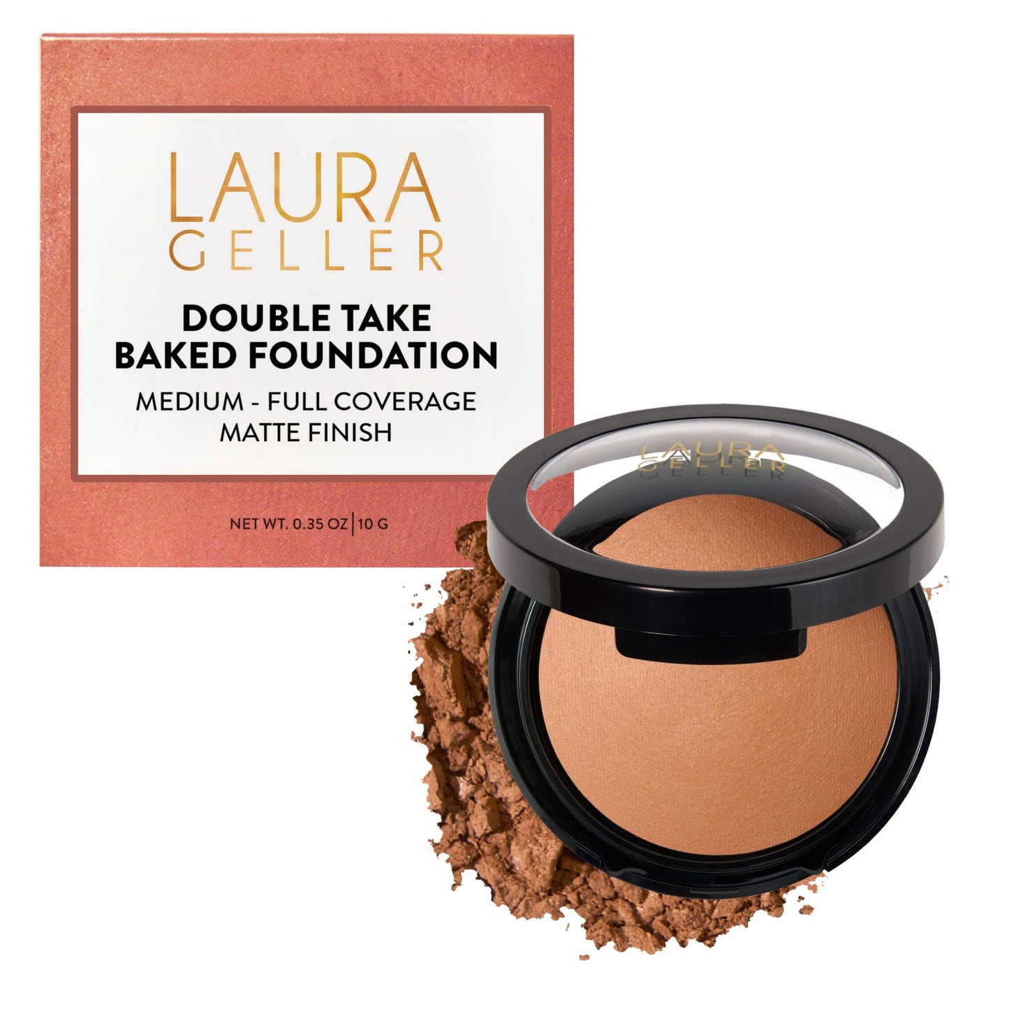 HotLAURA GELLER NEW YORK Baked Double Take Powder Foundation – Longwear Buildable Medium to Full Coverage – Matte Finish – Non-Caking Formula– Handmade in Italy – Mature & Sensitive Skin – Medium
