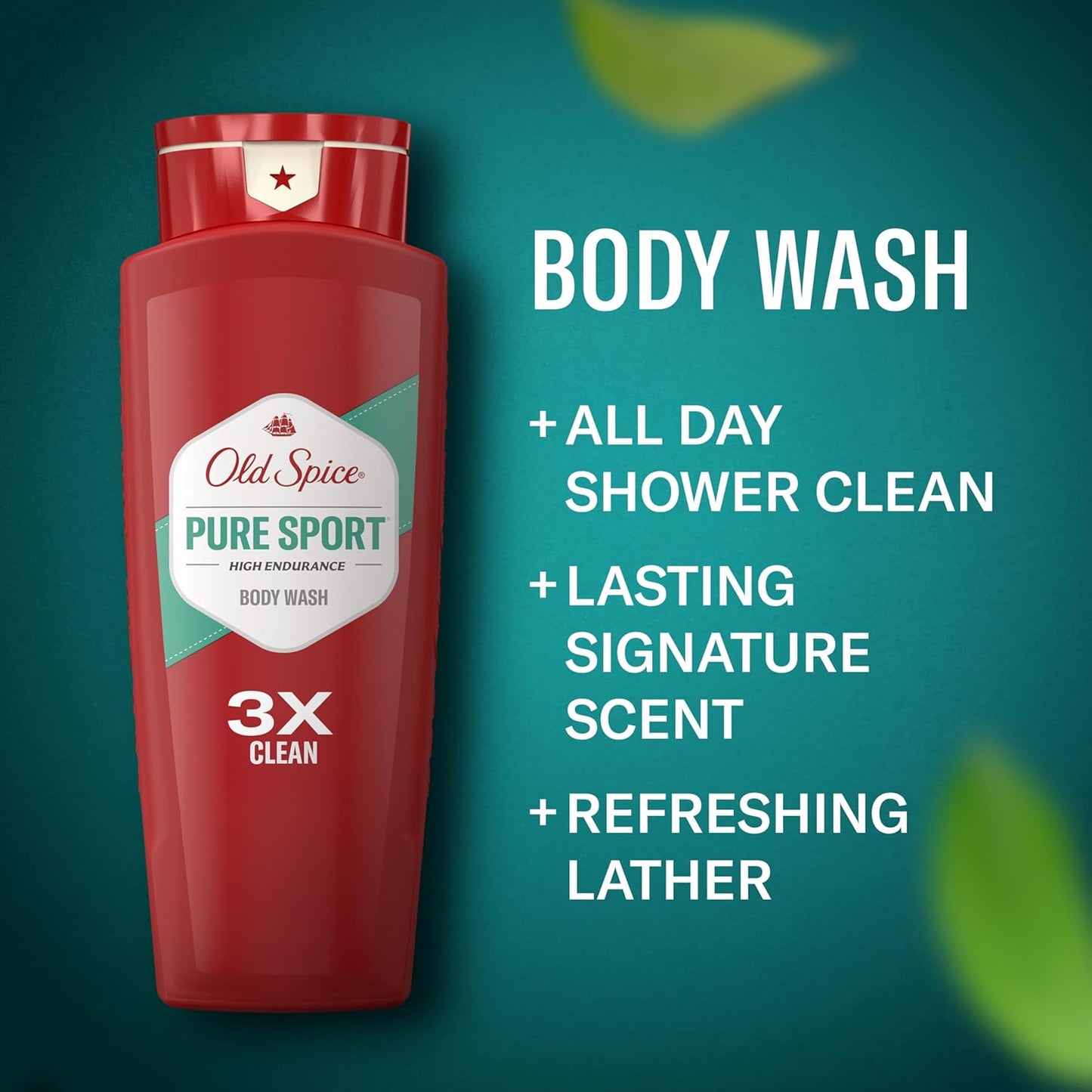 HotOld Spice Refreshing Body Wash for Men, High Endurance, 3X Defense, 24/7 Shower Fresh with Long Lasting Scent, Pure Sport Scent, 24 oz (Pack of 2)