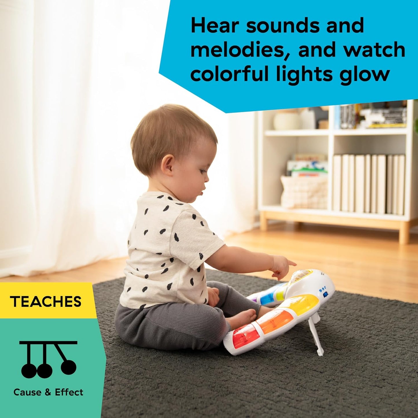 HotBaby Einstein Glow & Discover Light Bar Musical Toy, Activity Station, Sitting Up and Tummy Time Toy, Color and Animal Learning Toy, Infant Ages 3 Months+