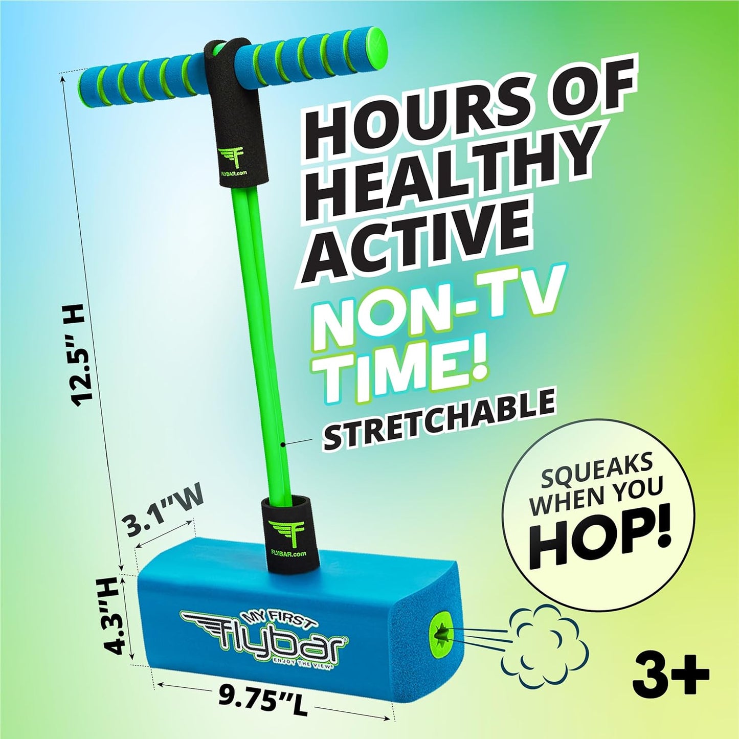 HotFlybar My First Foam Pogo Jumper for Kids Fun and Safe Pogo Stick, Durable Foam and Bungee Jumper for Ages 3 and up Toddler Toys, Supports up to 250lbs (Blue)