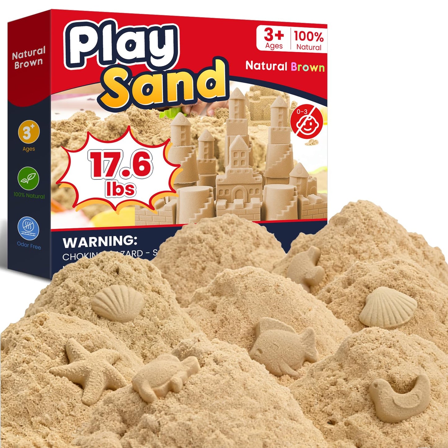 HotFURWEY 6.6lbs Play Sand, Natural Brown Sensory Sand,Suitable for Children to Shaping, Squeezing and Sculpting（Without Molds）