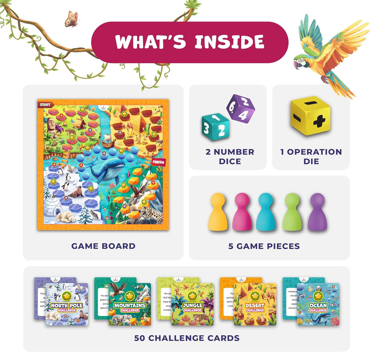HotNumber Hunter Math Board Game for Kids 5-7, 1st Grade & Kindergarten Math Game