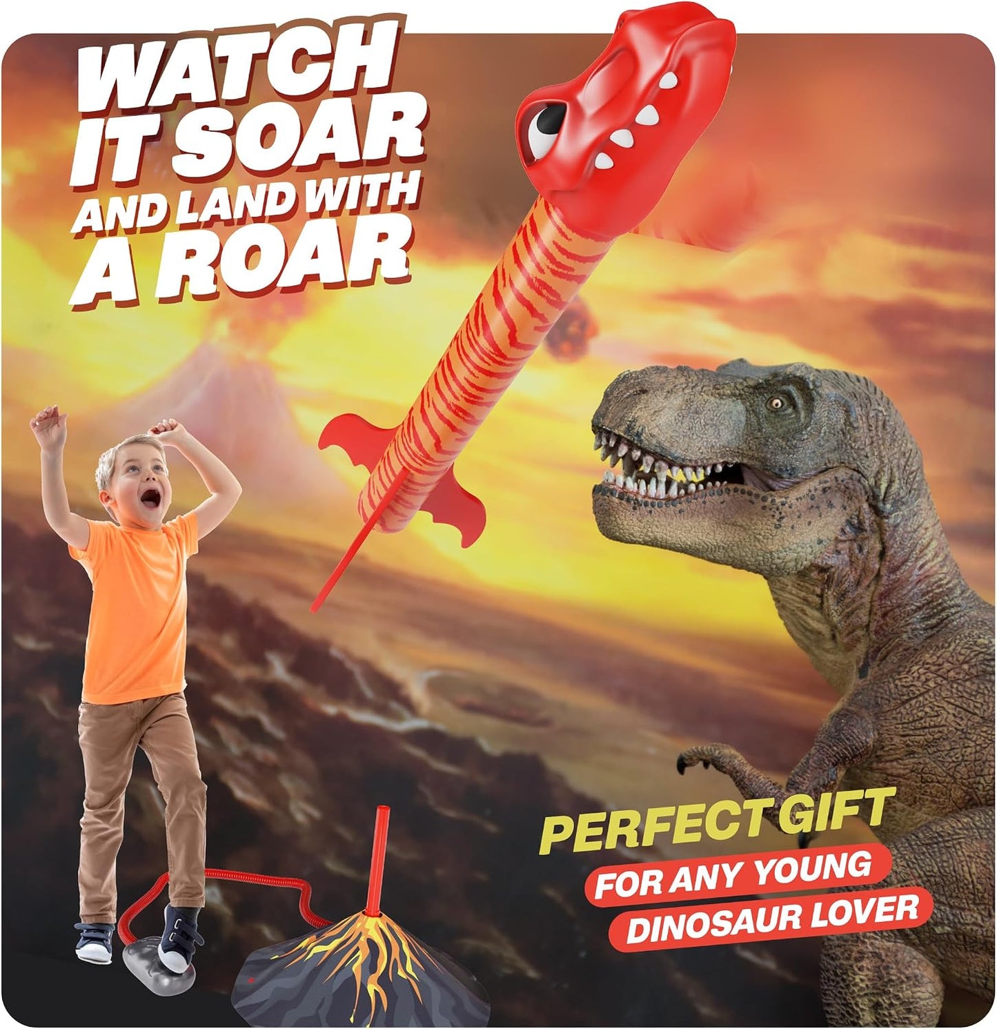 HotNinja Blast Dinosaur Toy Rocket Launcher for Kids Toys for Kids 3-5 5-7 4-6 - Outdoor Toys for Kid Ages 4-8 - 3 4 Year Old Boy Birthday Gift - Gifts for Boys Age 3 4 5 6 Years Toy for Toddlers
