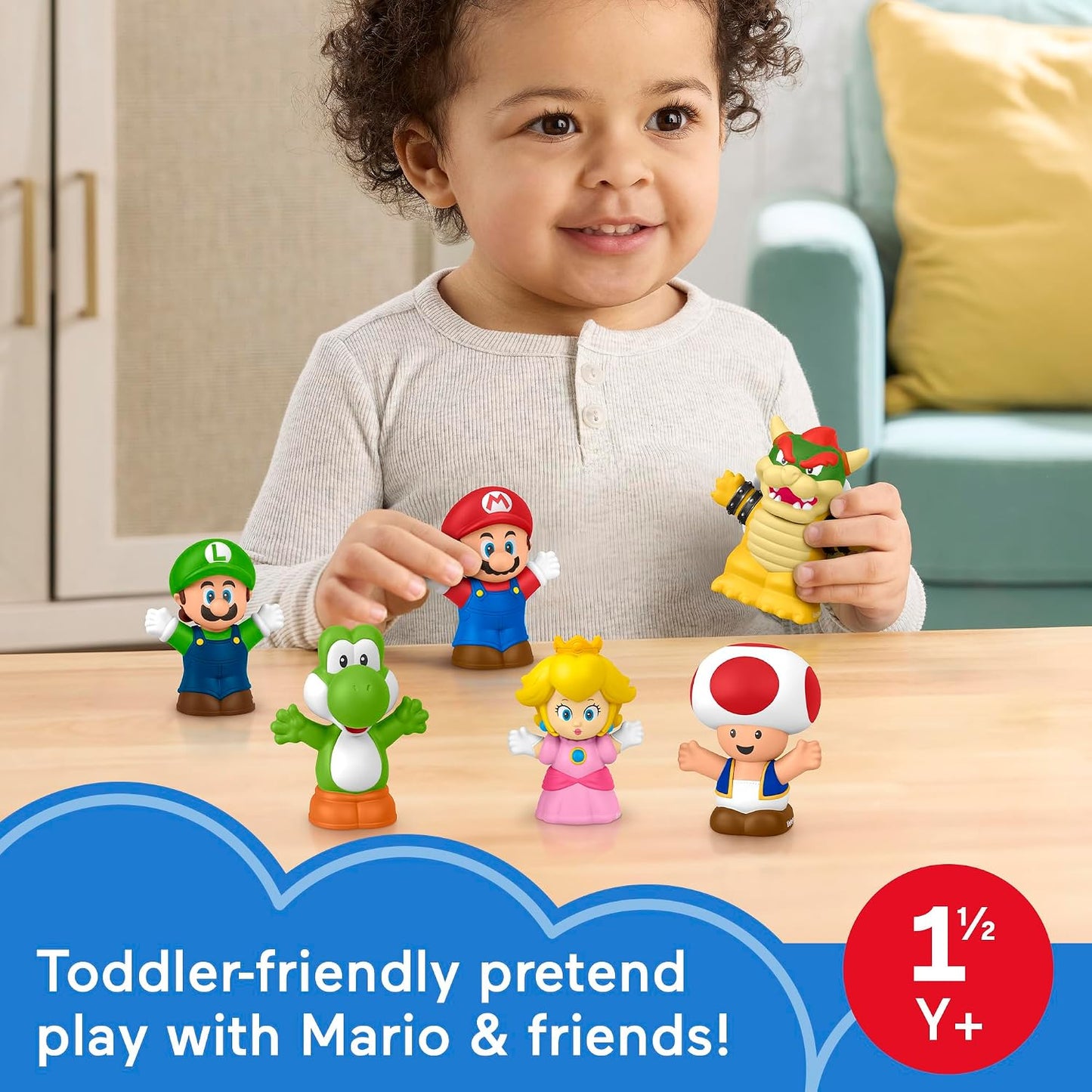 Hot Fisher-Price Little People My Mario 6-Piece Character Figure Set | Pretend Play with Mario, Luigi, Princess Peach, Toad, Yoshi and Bowser figures, Toddlers & Kids Ages 18+ Months