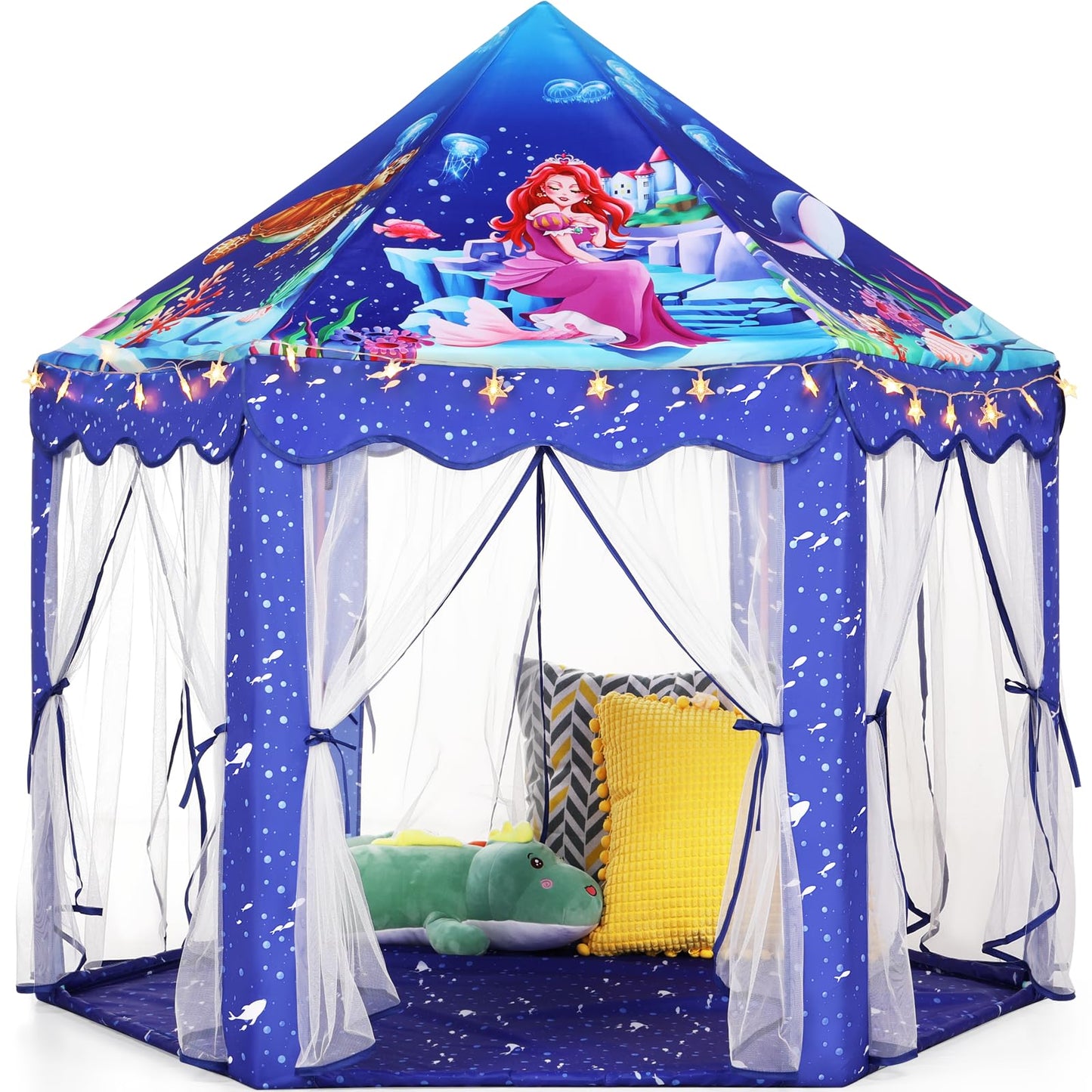HotMonobeach Princess Tent Girls Large Playhouse Kids Castle Play Tent with Star Lights Toy for Children Indoor and Outdoor Games, 55'' x 53'' (DxH)