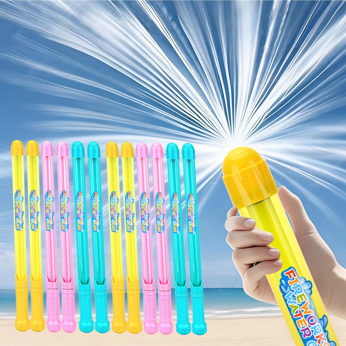 Hot 6Pack Creativity Fireworks Water Gun, Sprays Water Like Fireworks, Squirt Gun for Kids, Bulk Samll Water Blaster Summer Pool, Backyard, Beach, Birthday Party Outdoor Game Toys