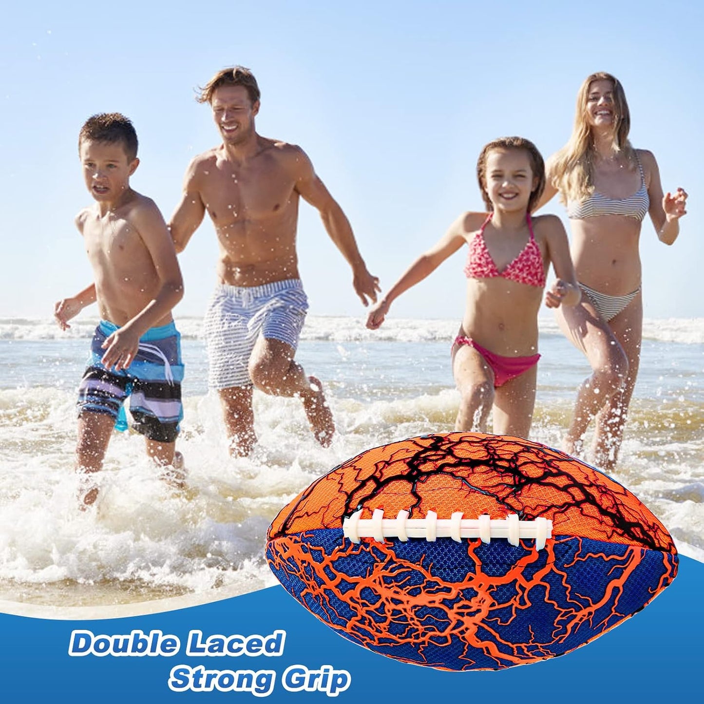 HotJasonwell Pool Beach Water Football - 2Pack Strong Grip Waterproof Football for All-Weather Play Pool Toys Beach Games Outdoor Sports Toy Christmas Birthday Gifts for Kids Boys Teens Adults