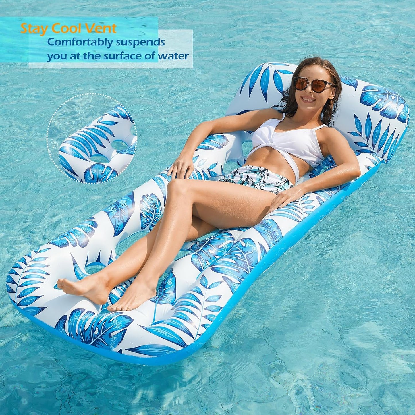 HotJasonwell Inflatable Pool Float Lounge - 2 Pack Floaties Rafts for Adults Floating Lounger Sun Tanning Floats Cool Water Floaty Swimming Lake Beach Party Toys