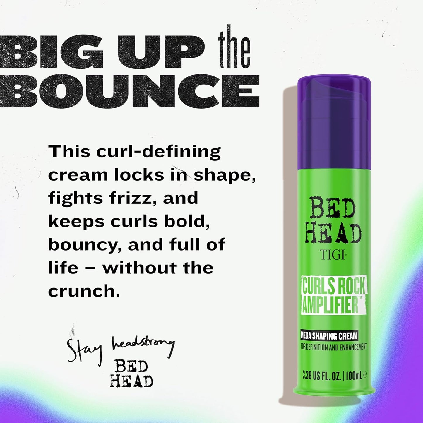 HotTIGI Bed Head Curls Rock Amplifier Curl Cream for Definition and Enhancement of All Curly Hair Types, 3.38 fl oz