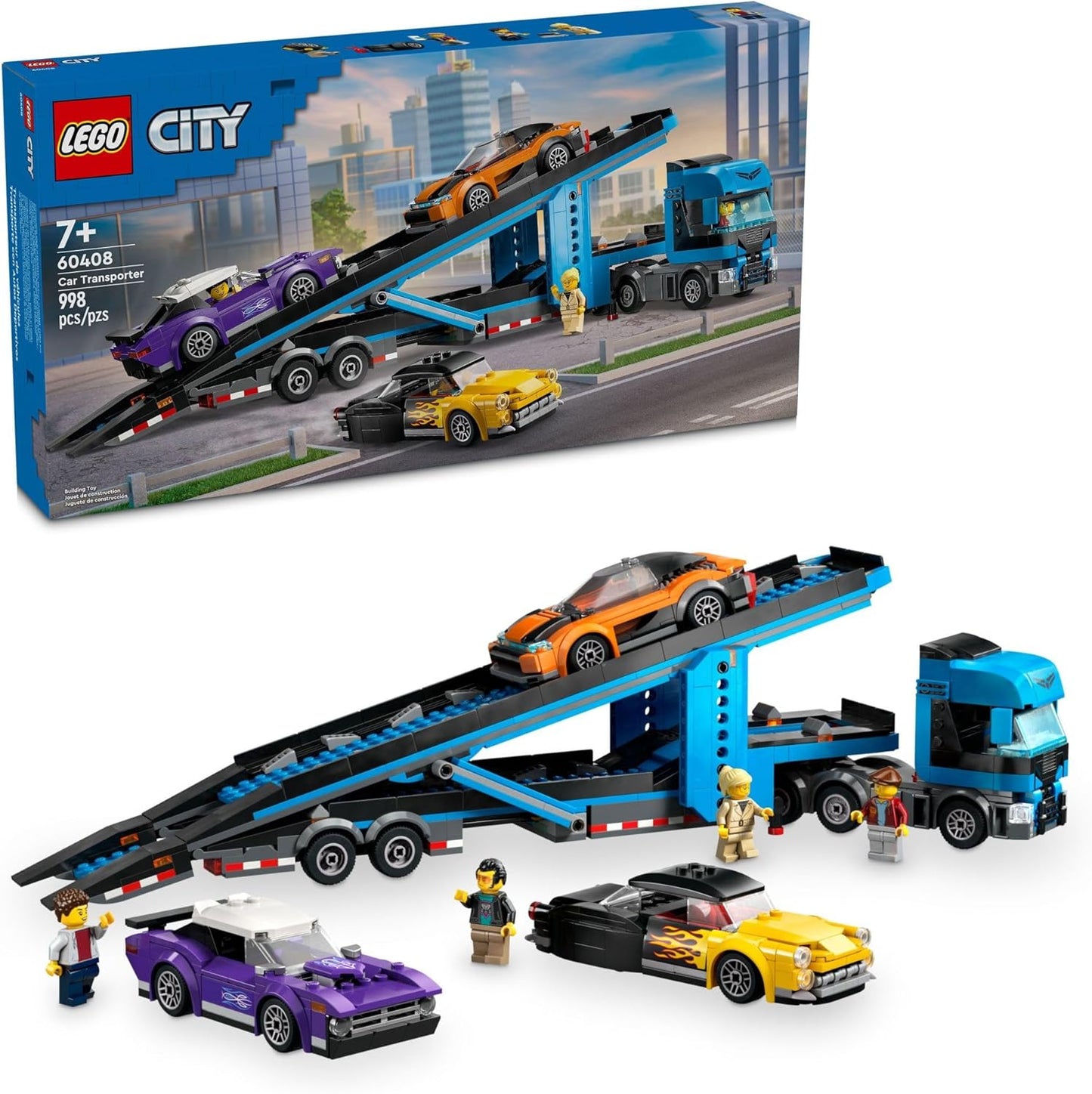 HotLEGO City Car Transporter Truck with Sports Cars Building Toy Set - Semi Truck Toy with Carrier & Trailer for Boys & Girls, Ages 7+ - Gift Idea for Kids - 60408