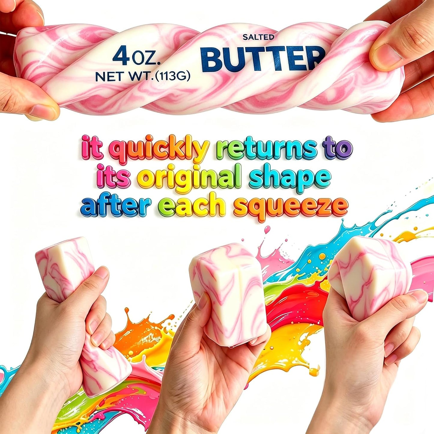 Hot Butter Squishy, Squishy Butter, Squeeze Toys, Realistic Butter Stick Soft Squeeze Toys (Butter-2PCS)