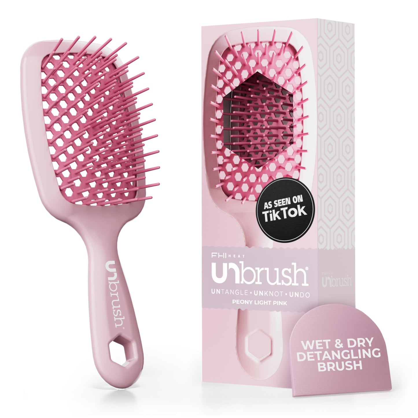 HotFHI Heat UNbrush Detangling Brush for Pain-Free Brushing on All Wet or Dry Hair Types — Durable DuoFlex Anti-Static Bristles, Lightweight Handle, Vented Hair Brush, Periwinkle Light Blue