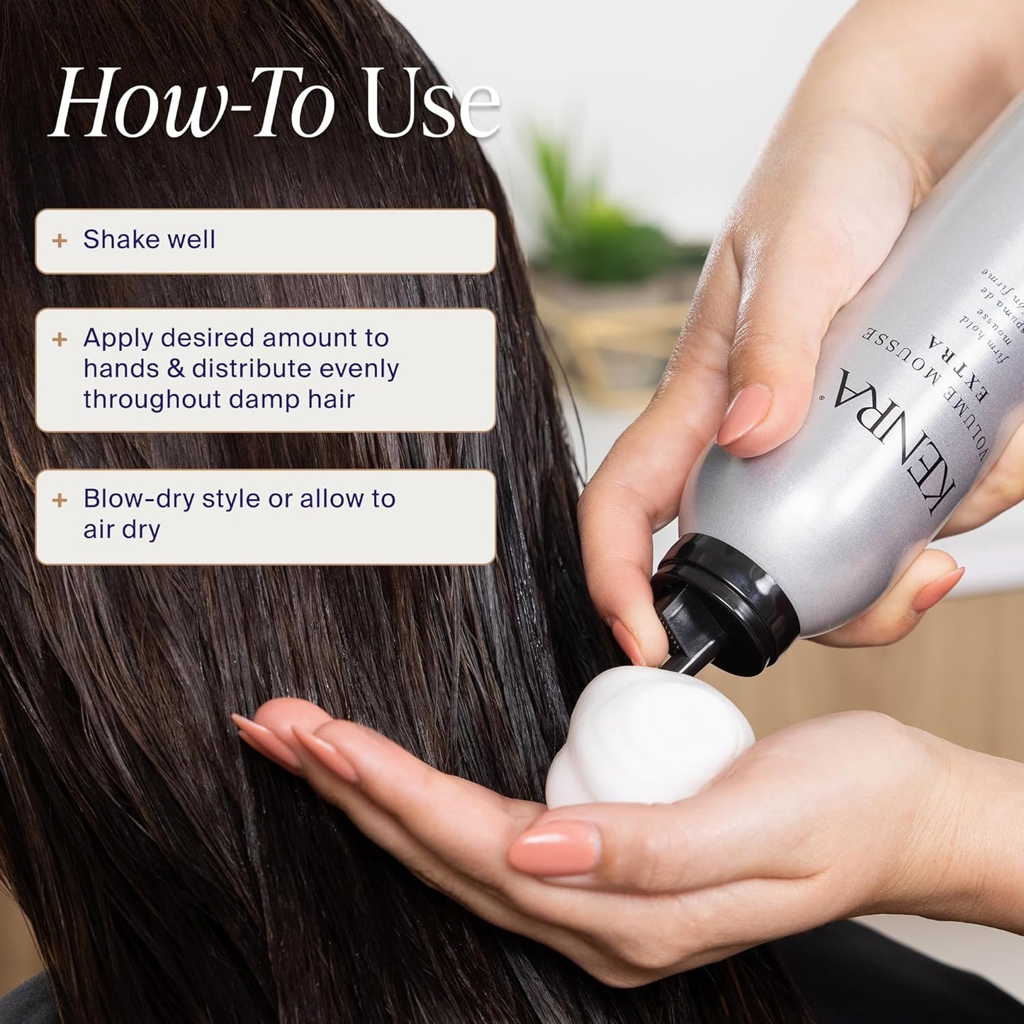 HotKenra Volume Mousse Extra 17 | Firm Hold Mousse | Non-drying, Non-flaking Lightweight Formula | Tames Frizz & Conditions |Thermal Protection up to 450F| All Hair Types | 8 oz